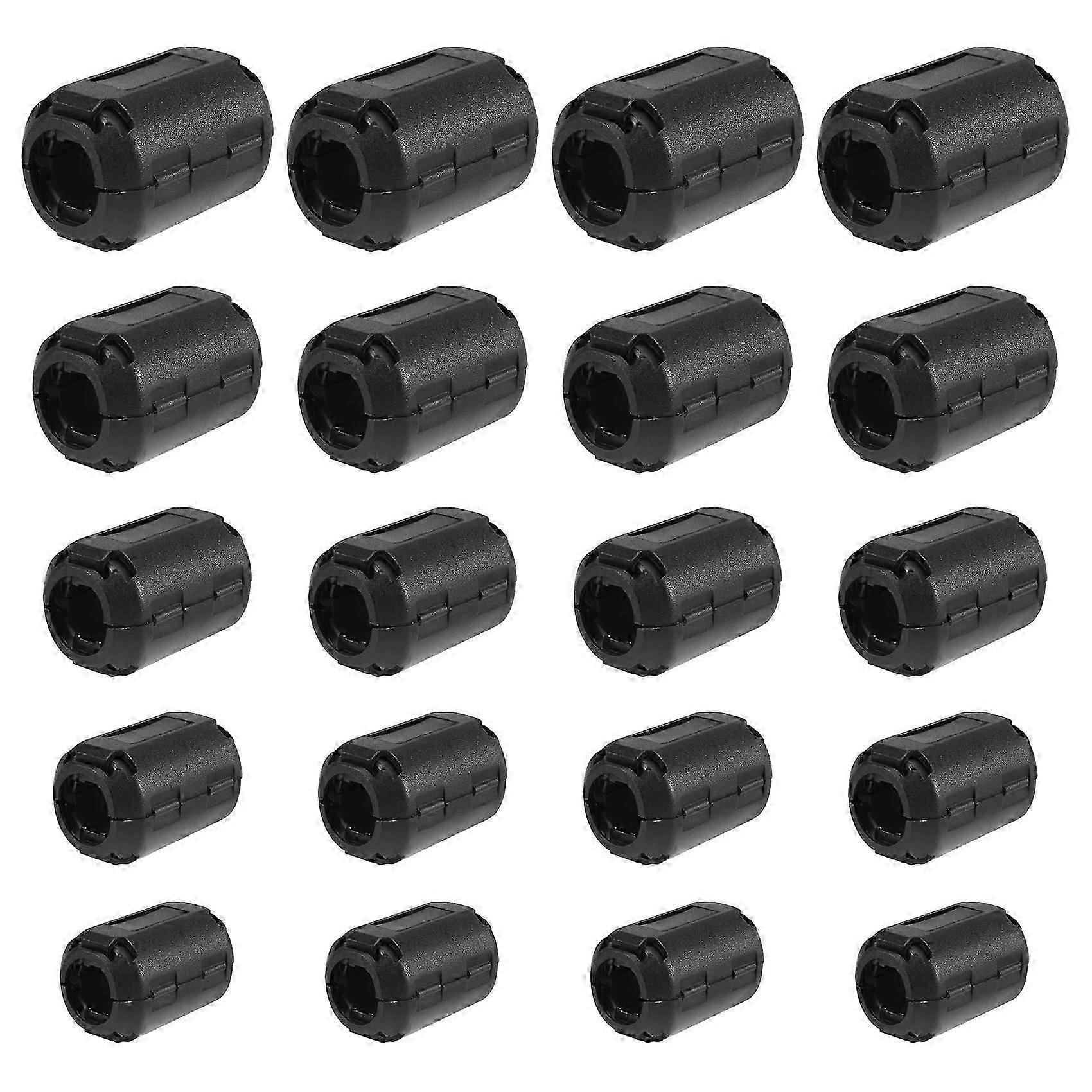 Lot De 20 Clips De Suppression Des Interférences Radioélectriques Et Électromagnétiques (rfi/emi) À Noyau Annulaire En Ferrite, Pour Câbles De Diamètre 3 Mm, 5 Mm, 7 Mm, 9 Mm Et 13 Mm, Noir.