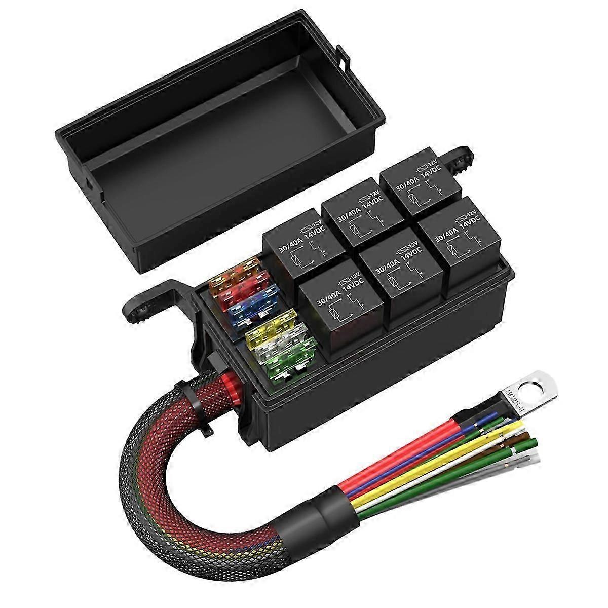 Boîte À Fusibles Et Relais Modifiée À 6 Voies Pour Automobile, Panneau De Fusibles Et Relais Modifié Pour Automobile, Adapté Aux Véhicules Automobiles.