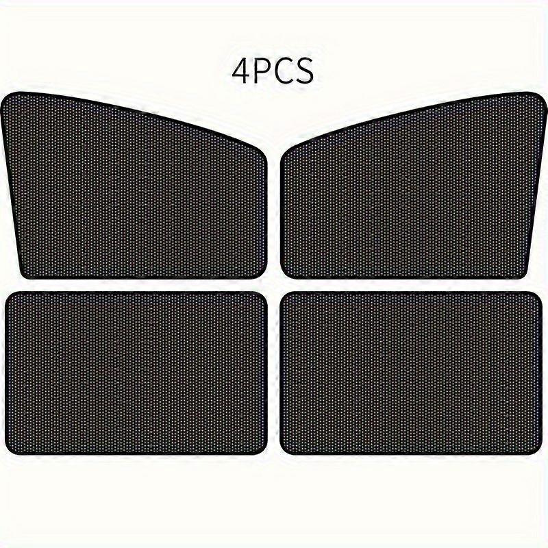 Lot De 4 Pare-soleil De Fenêtre De Voiture Avec Fixation Magnétique, En Polyester Isolant Partiellement Doublé Pour Une Protection Thermique Optimale.