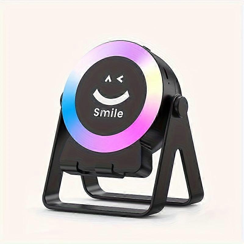 Enceinte Bluetooth Sans Fil « Smile » Avec Support Pour Téléphone, Lumière Led Dégradée, Support Rotatif, Chargement Usb-c, Capteur Automatique, Décoration De Bureau Mignonne