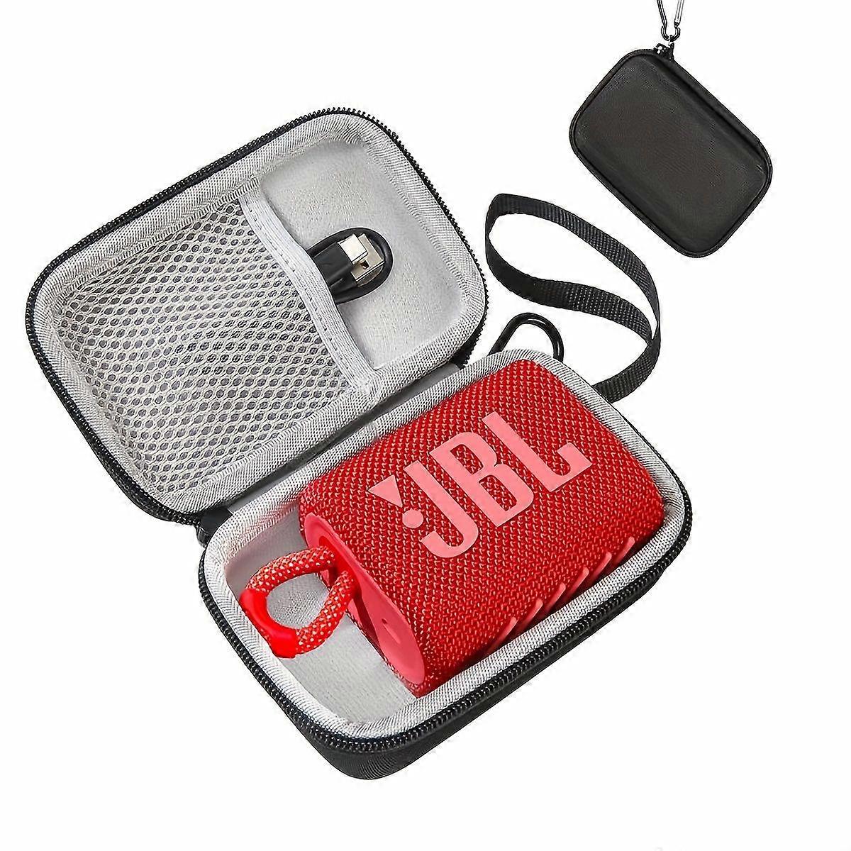 Étui Pour Enceinte Portable, Pochette De Rangement Résistante En Eva Avec Doublure En Filet Et Fermeture Éclair Noire, Accessoire De Voyage Compact Pour Enceinte Go3