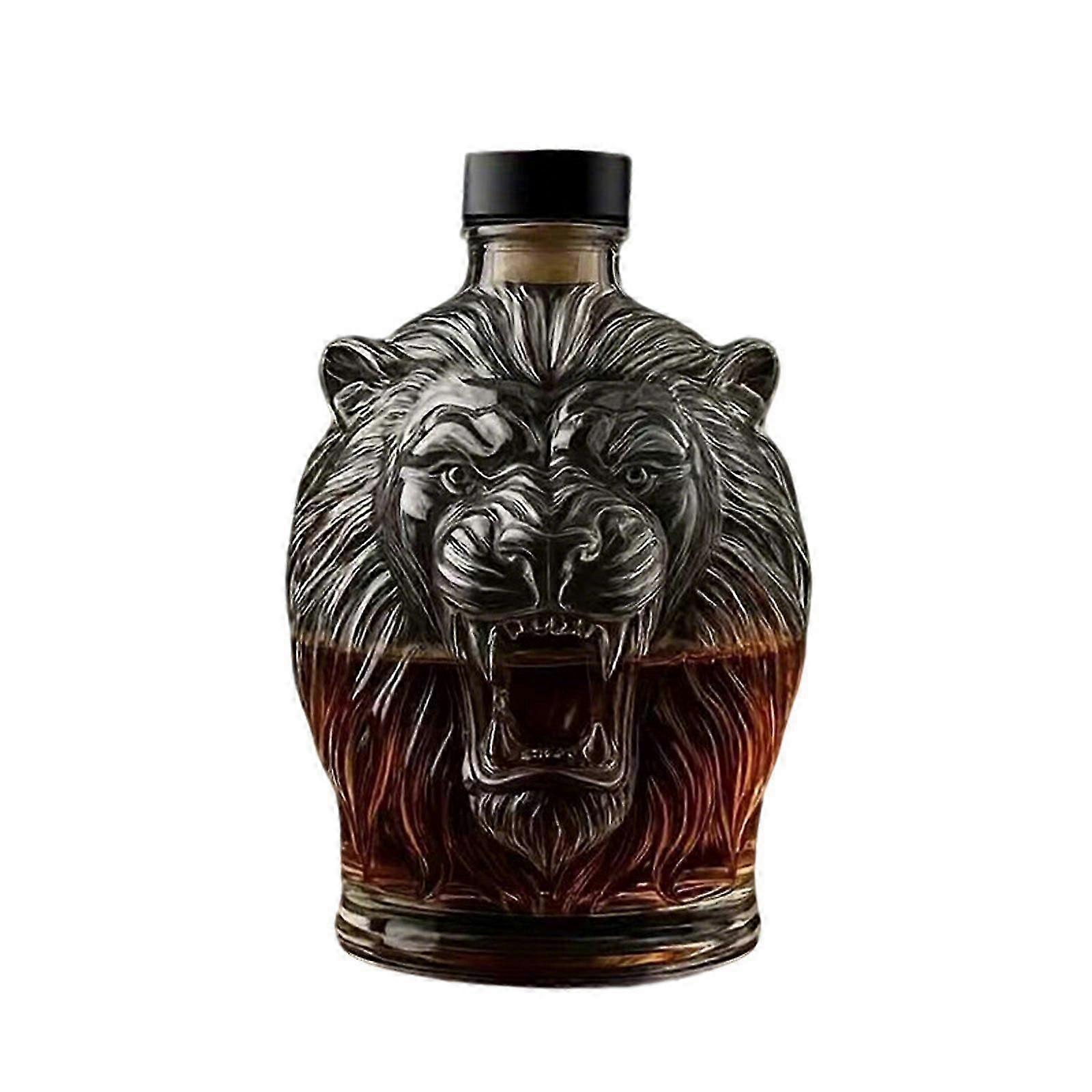 Distributeur De Boissons En Verre Au Design Unique De Tête De Lion, Idéal Pour Conserver Whiskies, Vins Et Cocktails.