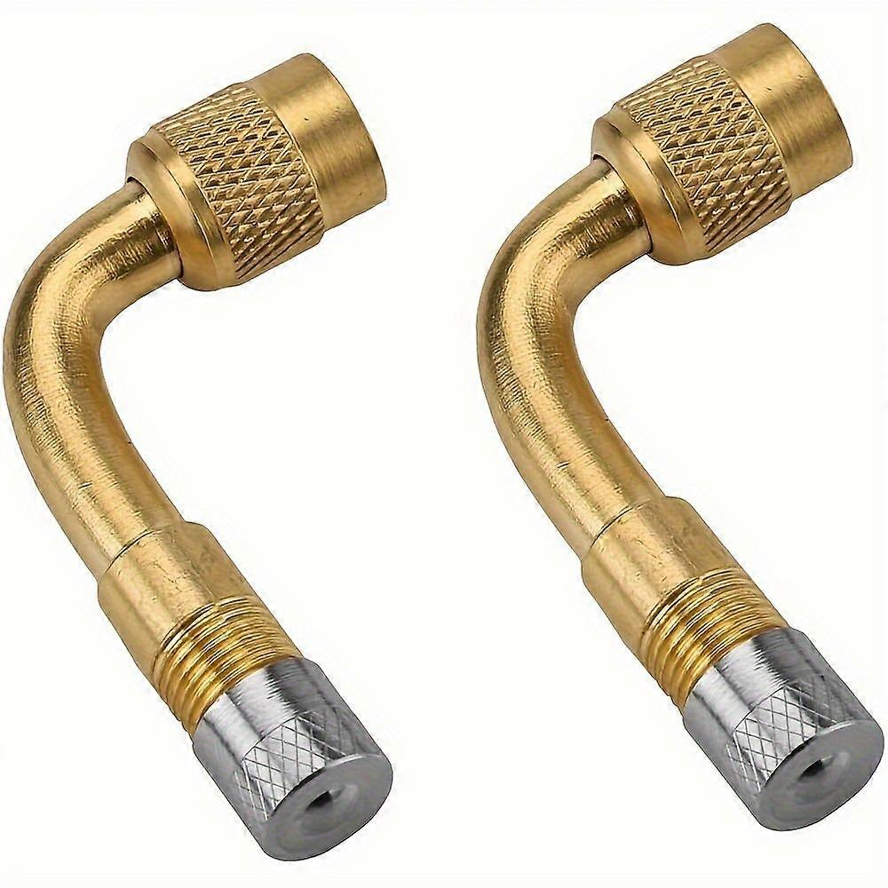 Adaptateurs D'Extension De Valve De Pneu À 90 Degrés (2 Pièces), Embout Coudé En Laiton Et Argent Pour Voiture, Moto Et Scooter