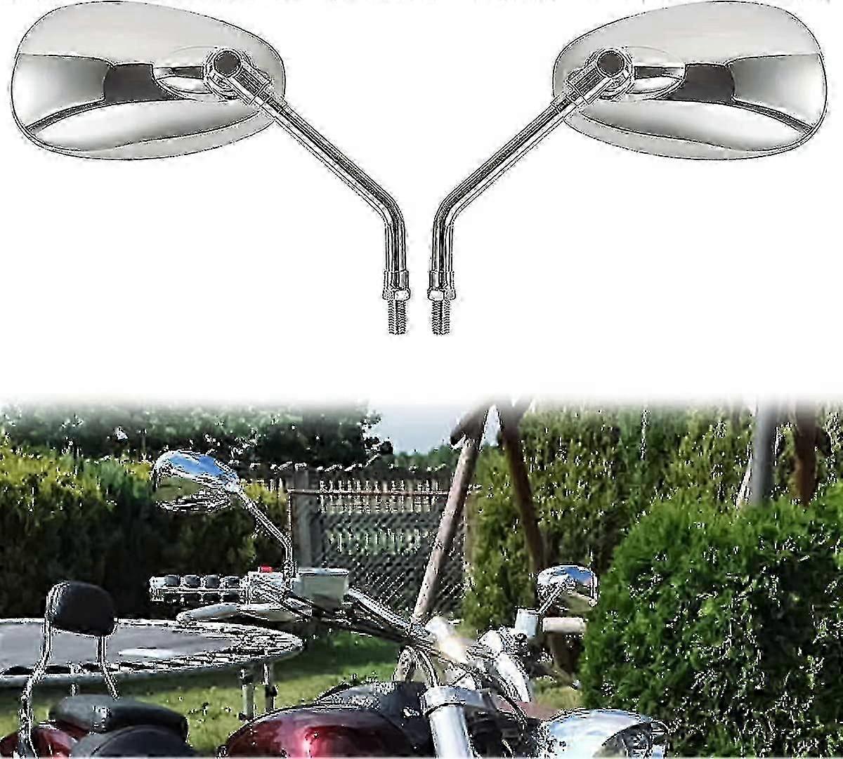Rétroviseur De Moto Universel Chromé Pour Honda, Suzuki, Aprilia Et Scooters Cruiser (lot De 2) - Argent