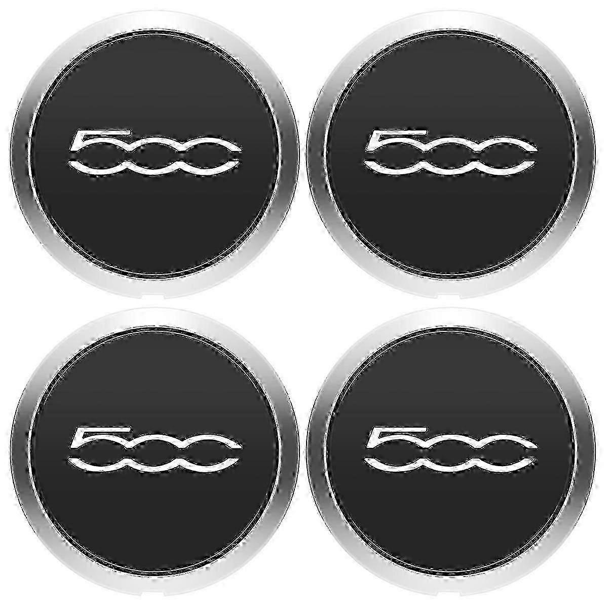 Lot De 4 Enjoliveurs De 133 Mm Pour Jantes 500, Avec Cache-moyeu Central (réf. 68078419ac, 68078421ac, 51884863, Couleur Argent).