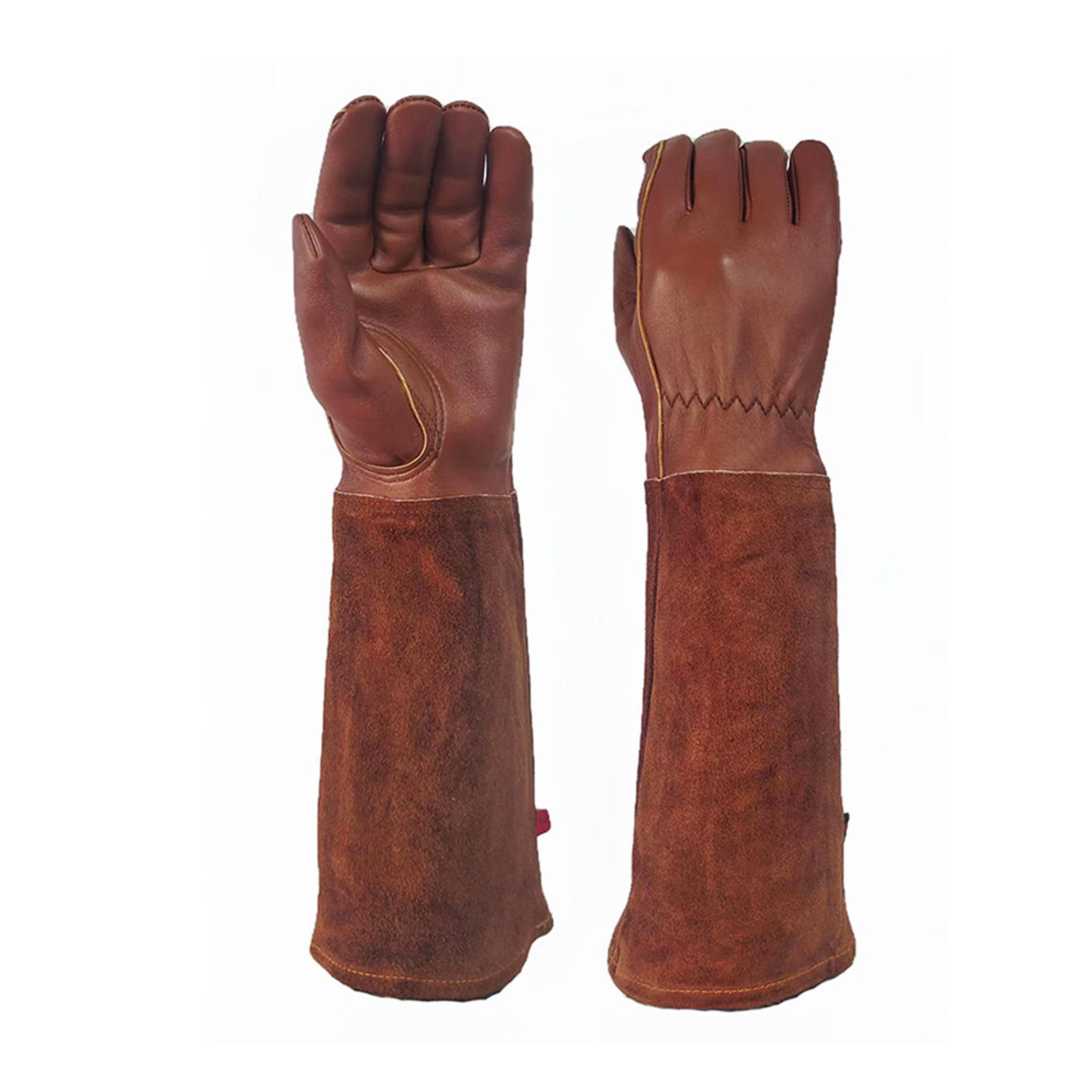Lange, Atmungsaktive Und Dornenfeste Gartenhandschuhe Aus Rindsleder, Zum Rosenschneiden, Ideal Für Gartenarbeiten, Braun, Größe Xl.