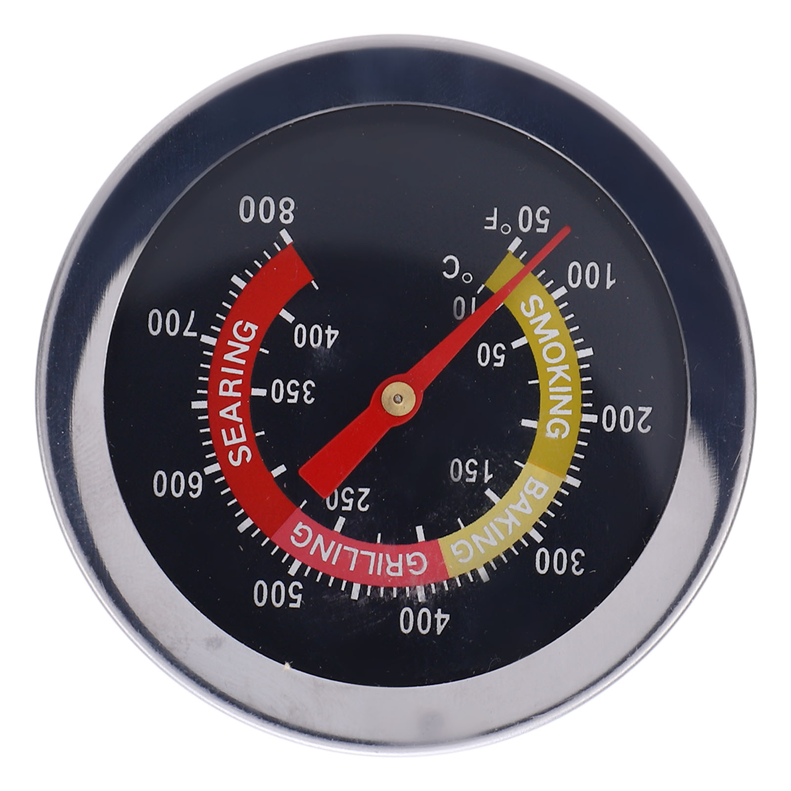 52-mm-grillthermometer, Messbereich Von 50 Bis 800 °f, Edelstahl, Analog Für Grill Und Backofen.