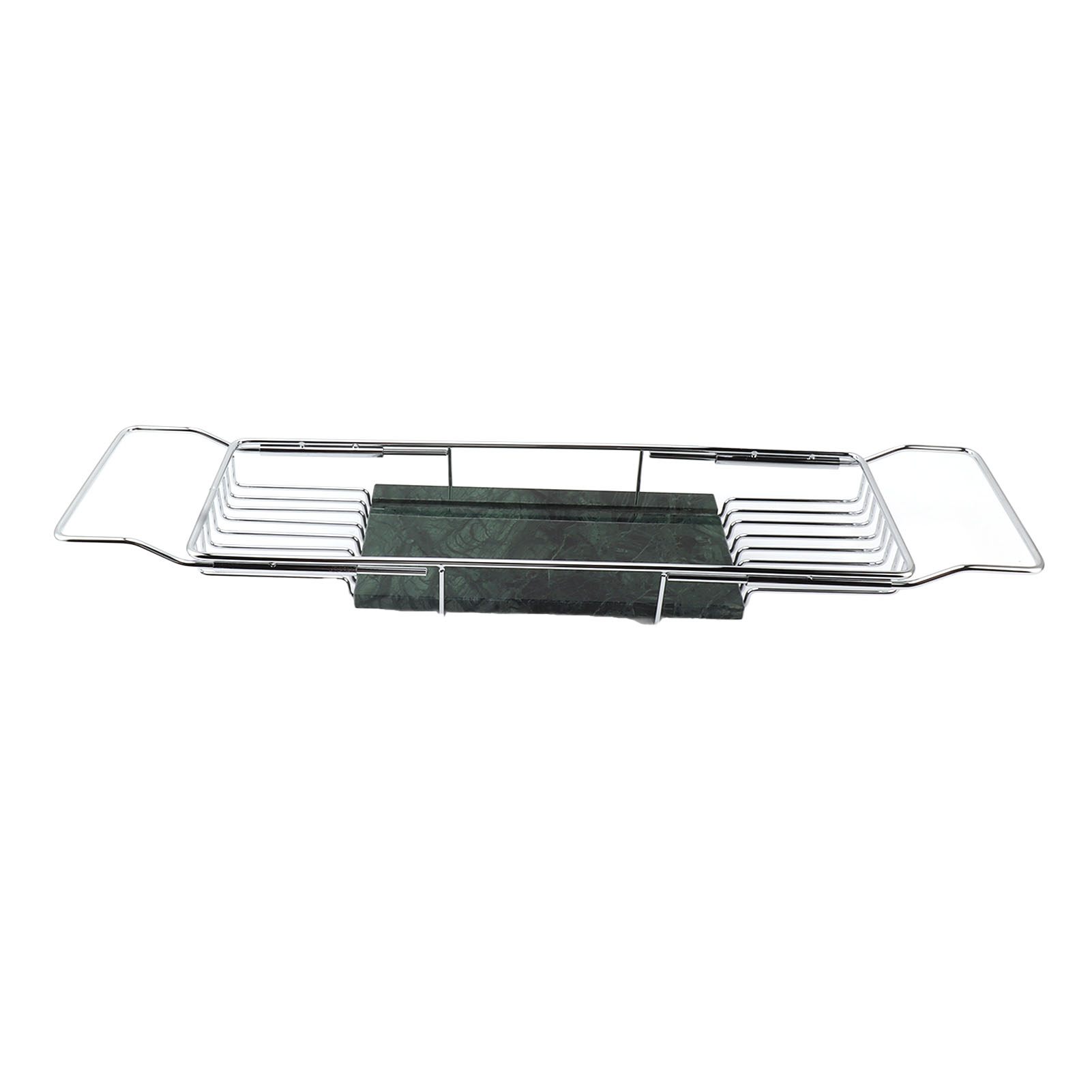 Badewannenablage Aus Metall In Marmoroptik, Rutschfest, Platzsparend, Multifunktional Und Ausziehbar. Ideal Als Einzugsgeschenk. Farbe: Silber/grün.