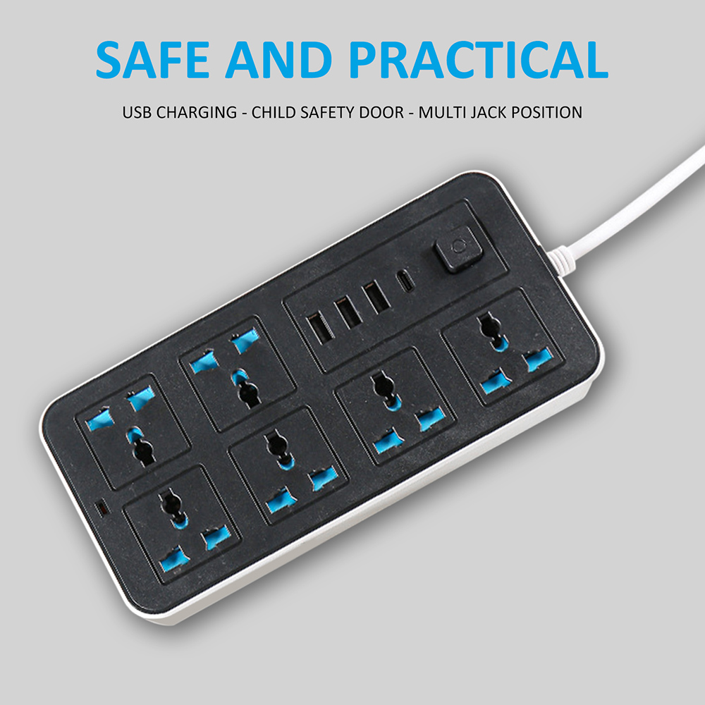 Intelligente Steckdosenleiste Mit 6 Überspannungsschutzsteckdosen, 3 Usb-anschlüssen Und 1 Usb-c-anschluss. Multifunktionale Steckdosenleiste.
