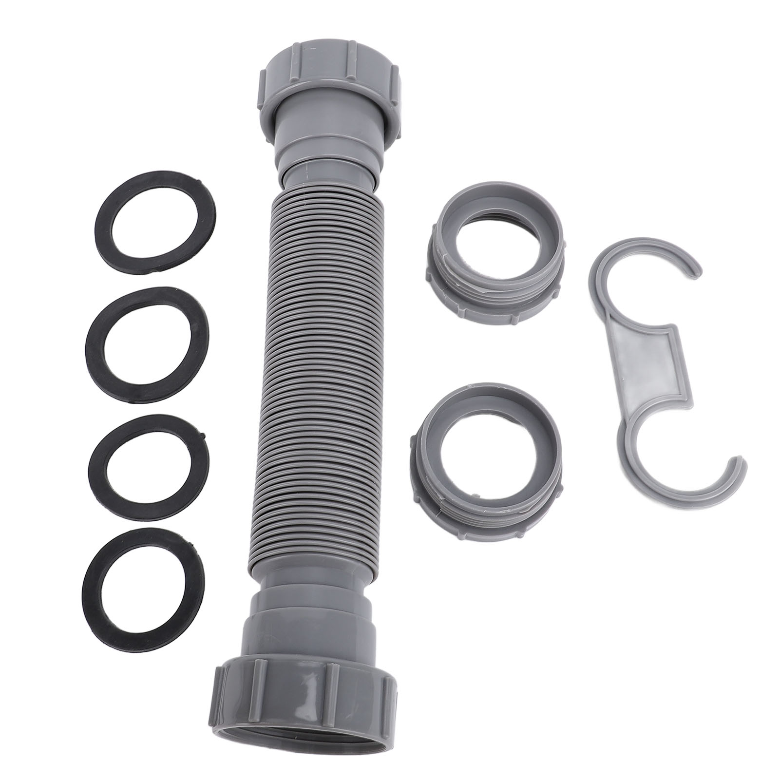 Ausziehbares Flexibles Rohrset Mit Siphon Für Ein Einzelnes Küchenspülbecken, Abflusslösung Mit Adapter Und Luftdichter Runder Dichtung.