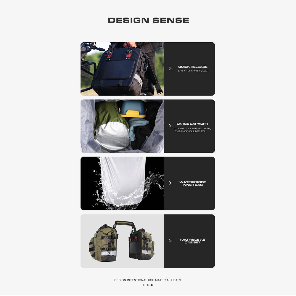 20-liter-motorradtasche Aus Polyester, Großes Fassungsvermögen, Universeller Seitensitz Mit Herausnehmbarem Und Wasserdichtem Innen- Und Außengepäcksystem