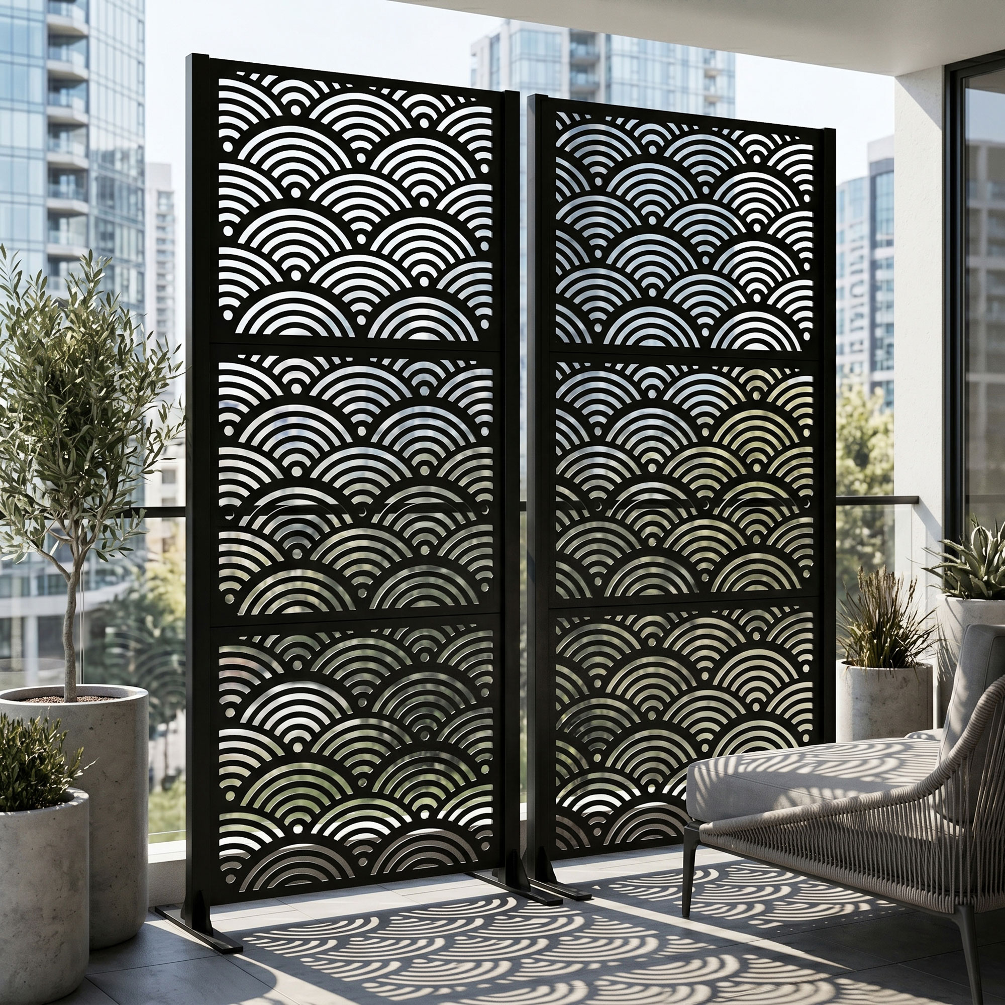 Nami - Sichtschutzpaneel Für Den Außenbereich 100 X 180 X 30 Cm Aus Metall Schwarz