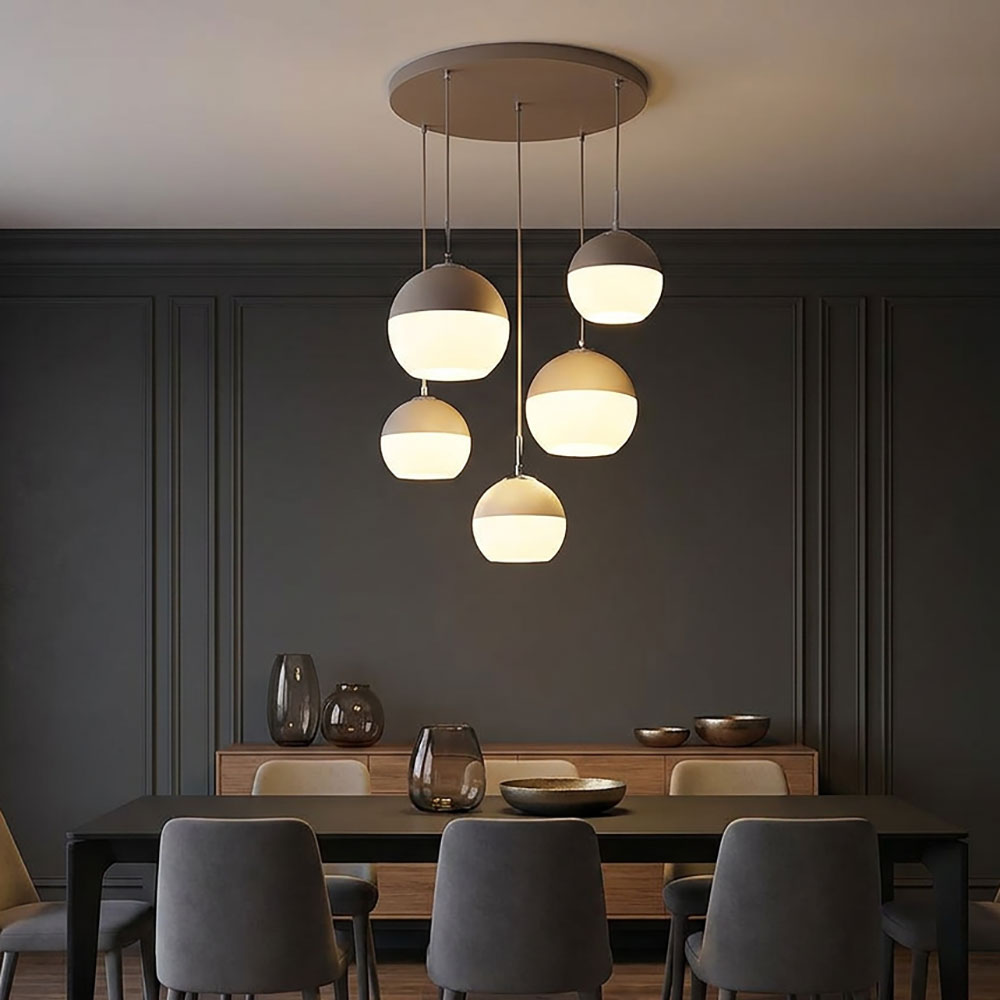 Led Pendelleuchte Hängeleuchte Deckenlampe Weiß Sandfarben Matt Glas Rund H120cm