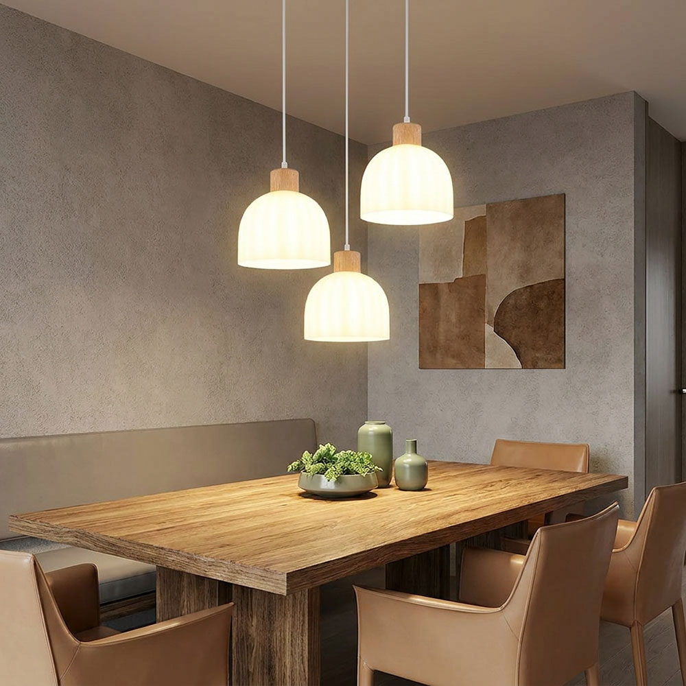 Led Hängeleuchte Pendelleuchte Esszimmerlampe Höhenverstellbar Glas H 130 Cm