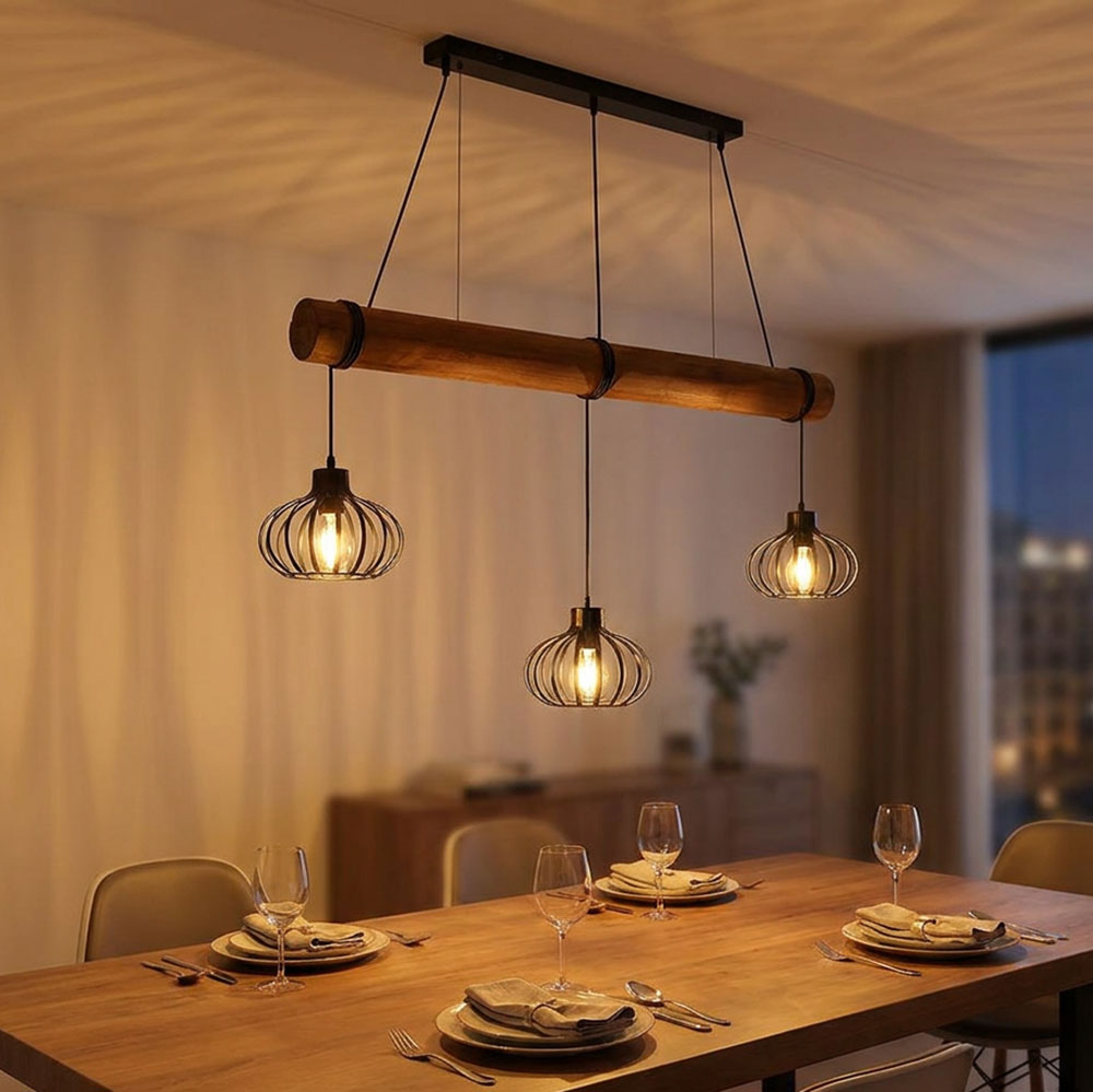 Led Hängeleuchte Pendelleuchte Esszimmer Höhenverstellbar Schwarz Metall L 100cm