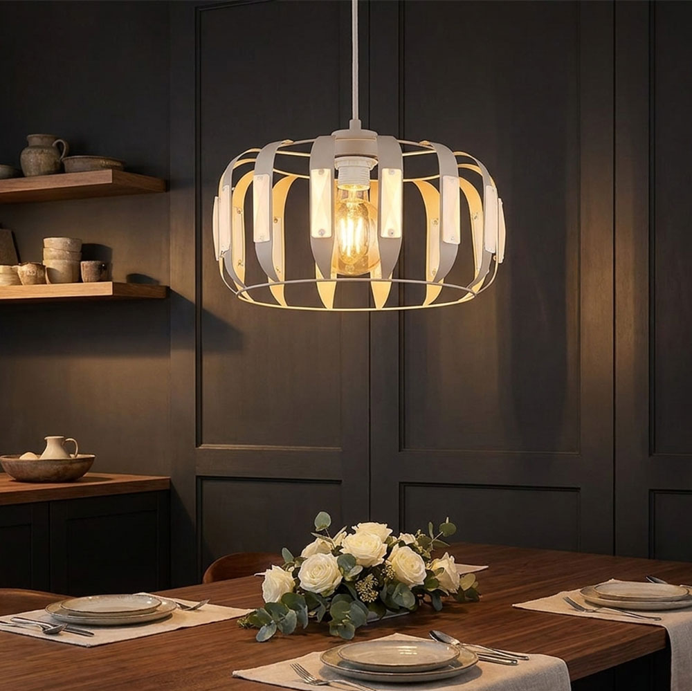 Led Pendelleuchte Hängelampe Esszimmer Höhenverstellbar Weiß Metall H 120 Cm