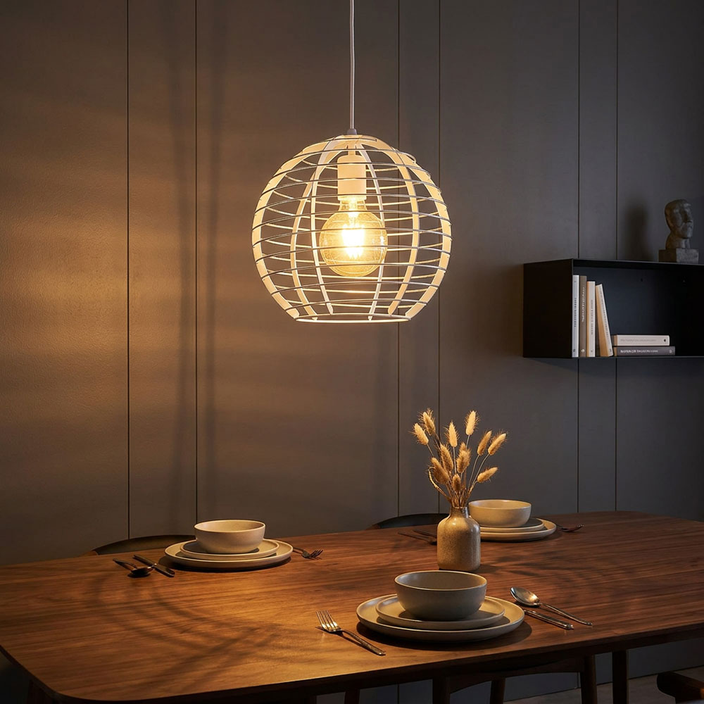 Led Pendelleuchte Hängeleuchte Esszimmerlampe Kürzbar Weiß Metall Ø 28 Cm