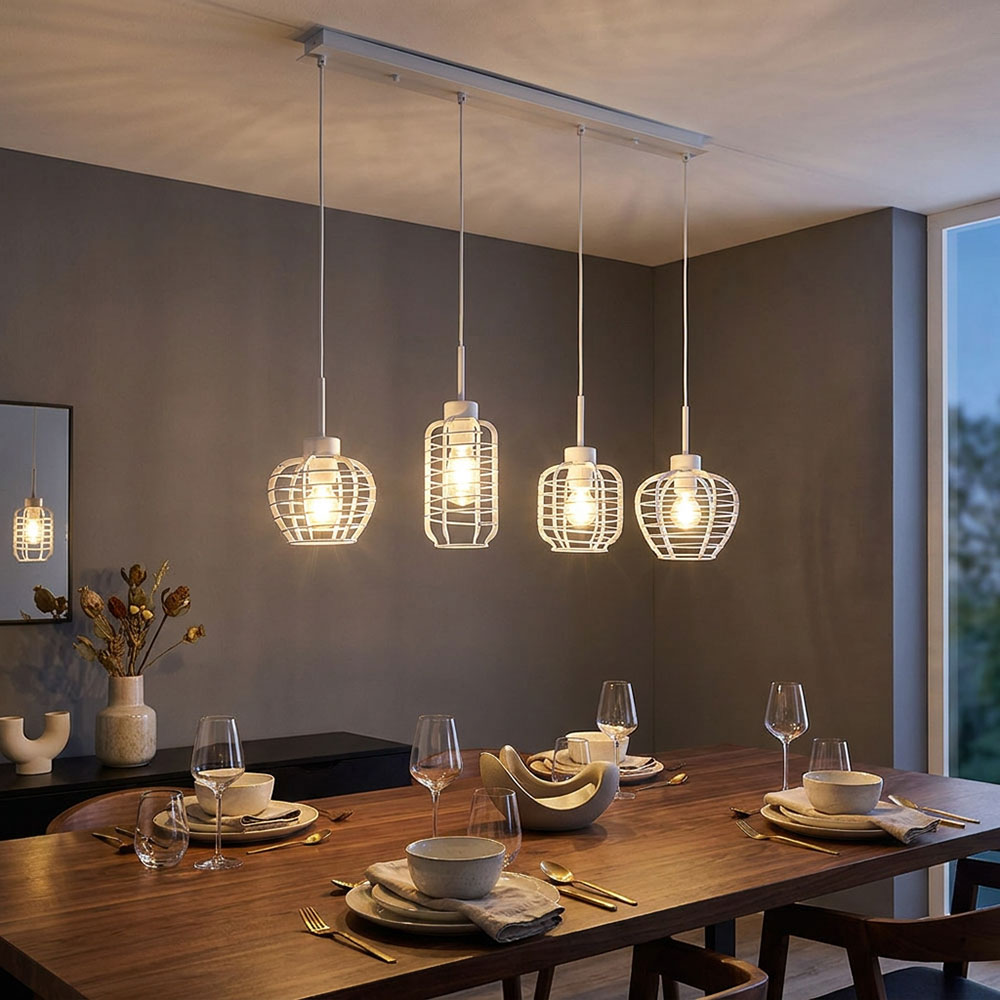 Led Hängeleuchte Pendelleuchte Küchenlampe Kürzbar Weiß Matt Metall H 120 Cm