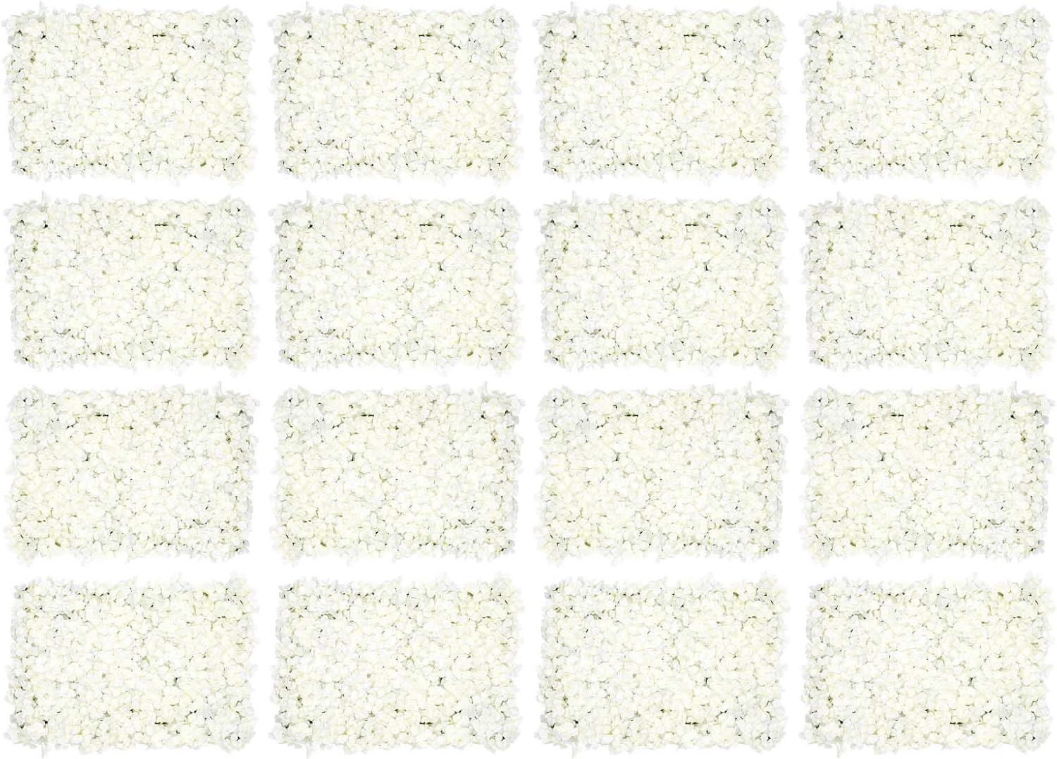 Set Aus 20 Künstlichen Blumen-wandpaneelen – Seidenblumen-wandelemente – Party-deko – Hochzeits-hintergrund – Weiß – 60 X 40 Cm