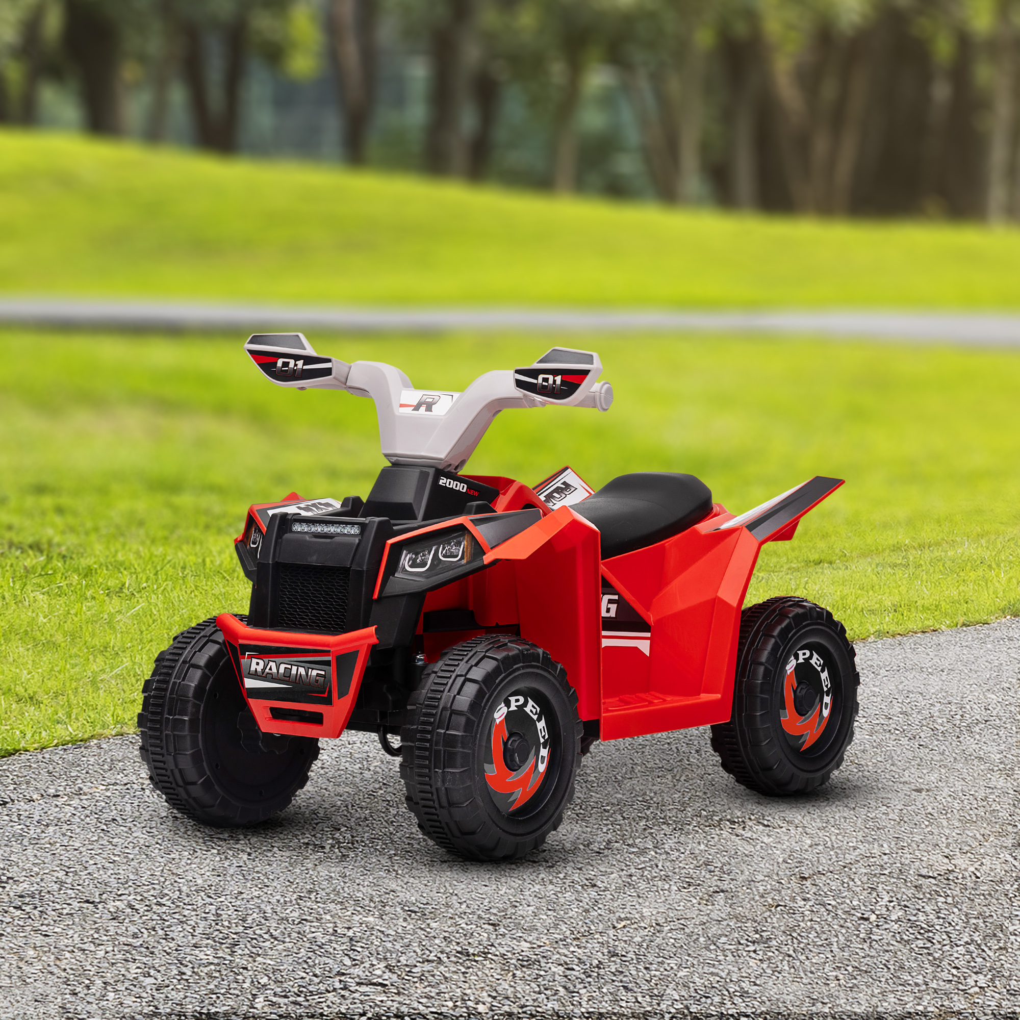 Elektrisches Vierrädriges Kindermotorrad, 6v-batteriebetrieb, Mit Vorwärts- Und Rückwärtsgang, 70l X 41,5b X 48,5h Cm, Rot.