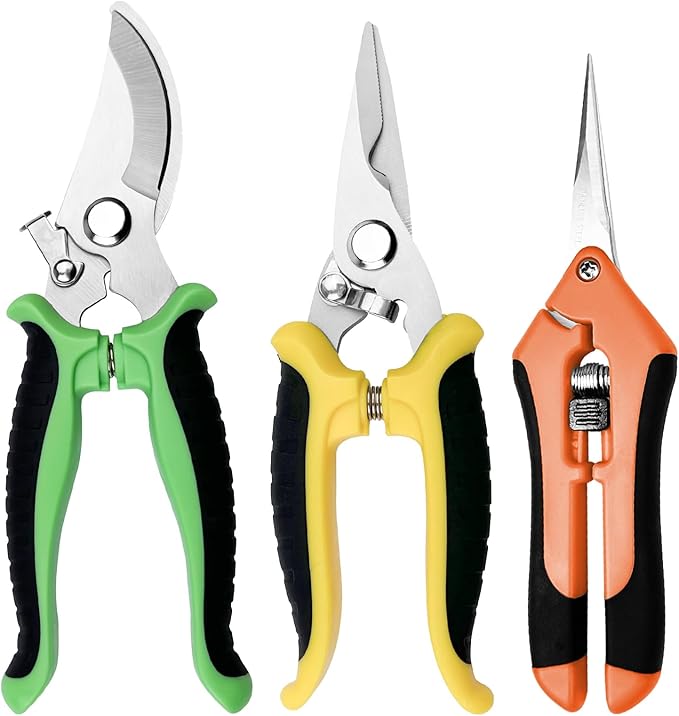 3-teiliges Professionelles Gartenscheren-set, Handschere Mit Kunstgriffen, Gartenschere Und Gartenschere Mit Professioneller Sicherheitsverriegelung