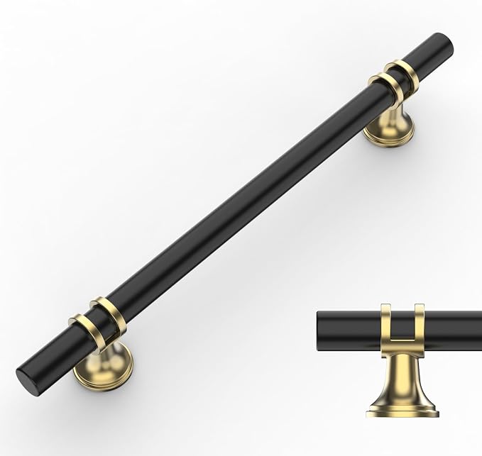 10 Stück Schwarze Und Goldene Küchenschrankgriffe, 160 Mm, Aluminiumlegierung, Möbelgriffe Mit Schrauben, Für Schubladen, Schränke Und Kommoden
