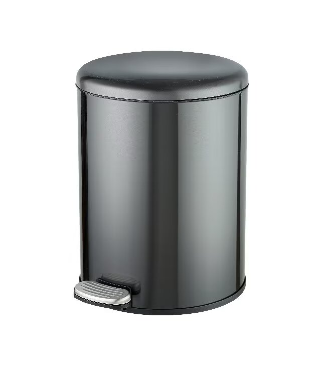 Edelstahl-badezimmerabfalleimer, Treteimer, 6 L, Schwarz