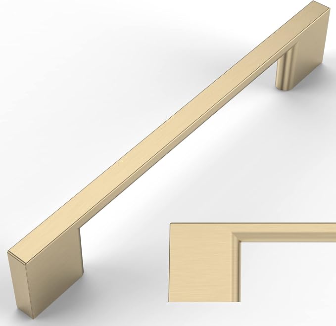 6 Stück Küchenschrankgriffe Aus Gebürstetem Messing, 128 Mm, Zinklegierung, Goldfarbene Möbelgriffe Mit Schrauben, Für Büros, Schubladen, Schränke, Kommoden