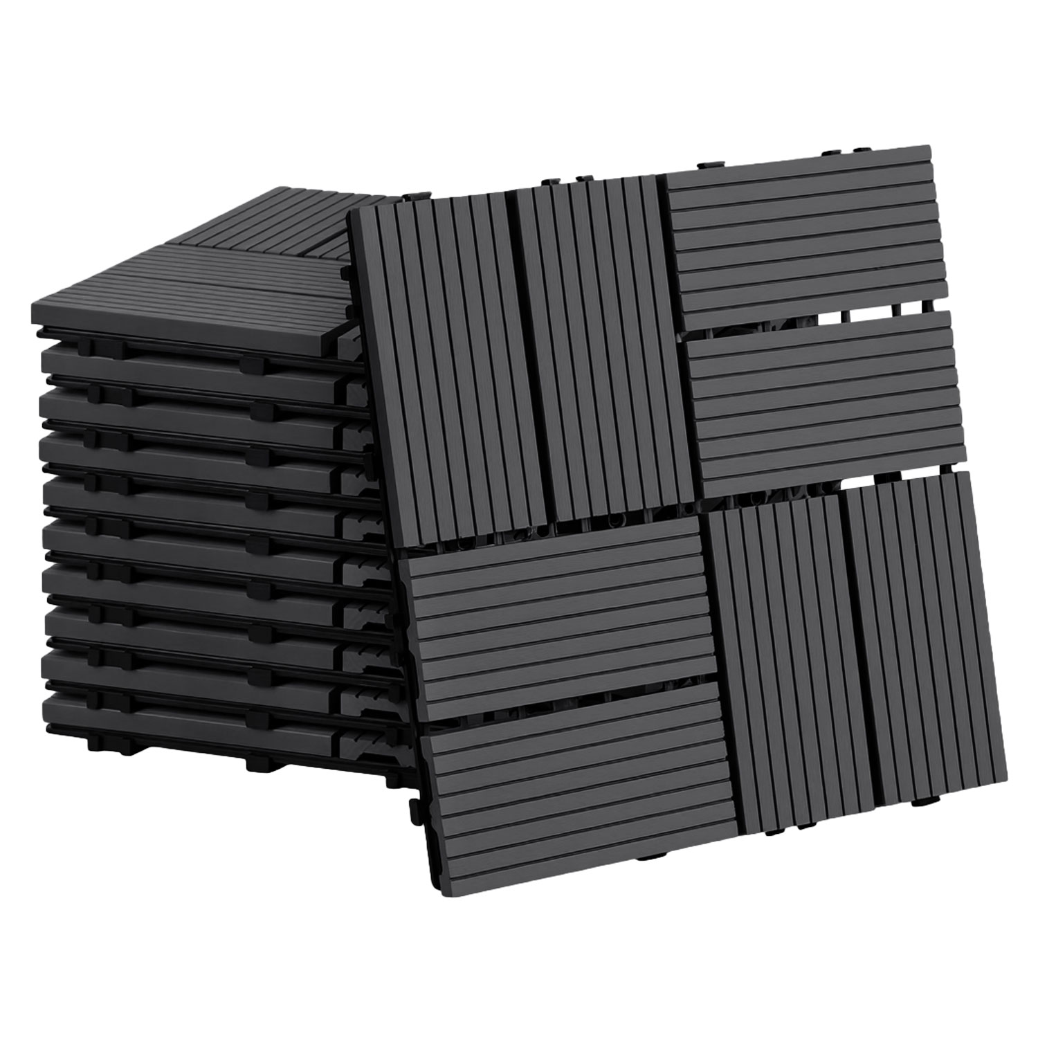 Jiubiaz 88 Stück Wpc Terrassenfliesen 30 X 30 Cm, Pflegeleichte Terrassenfliesen, Wasserabweisend & Langlebig, Ideal Für Balkon, Terrasse Und Garten Anthrazit