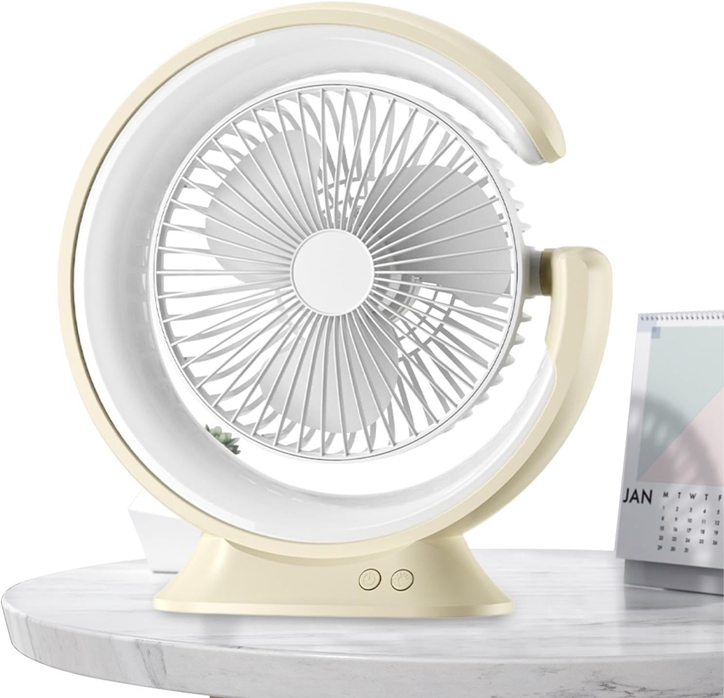 Jssevn - Tischventilator Mit Licht Usb-aufladbarer Ventilator, Verstellbarer Winkel, Tischventilator Mit Licht Für Den Arbeitsplatz