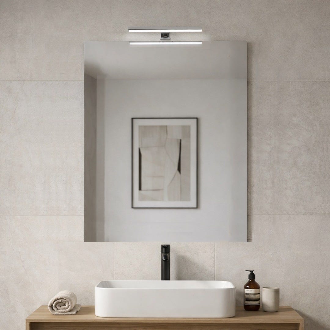 Einfacher Badspiegel 90x110 Cm Mit Led-lampe, Modernes Wanddesign