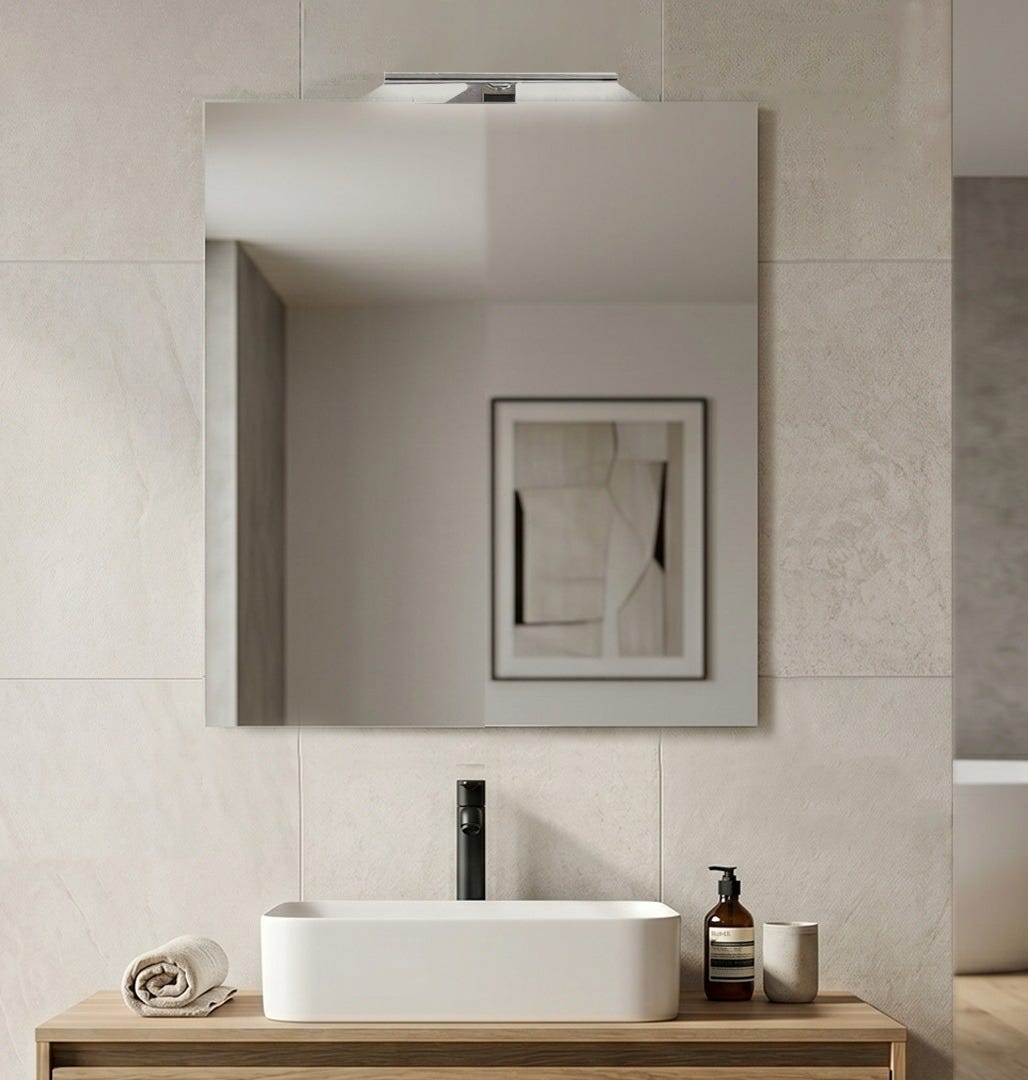 Einfacher Badezimmerspiegel 80x110 Cm Mit Led-lampe, Polierter Rand