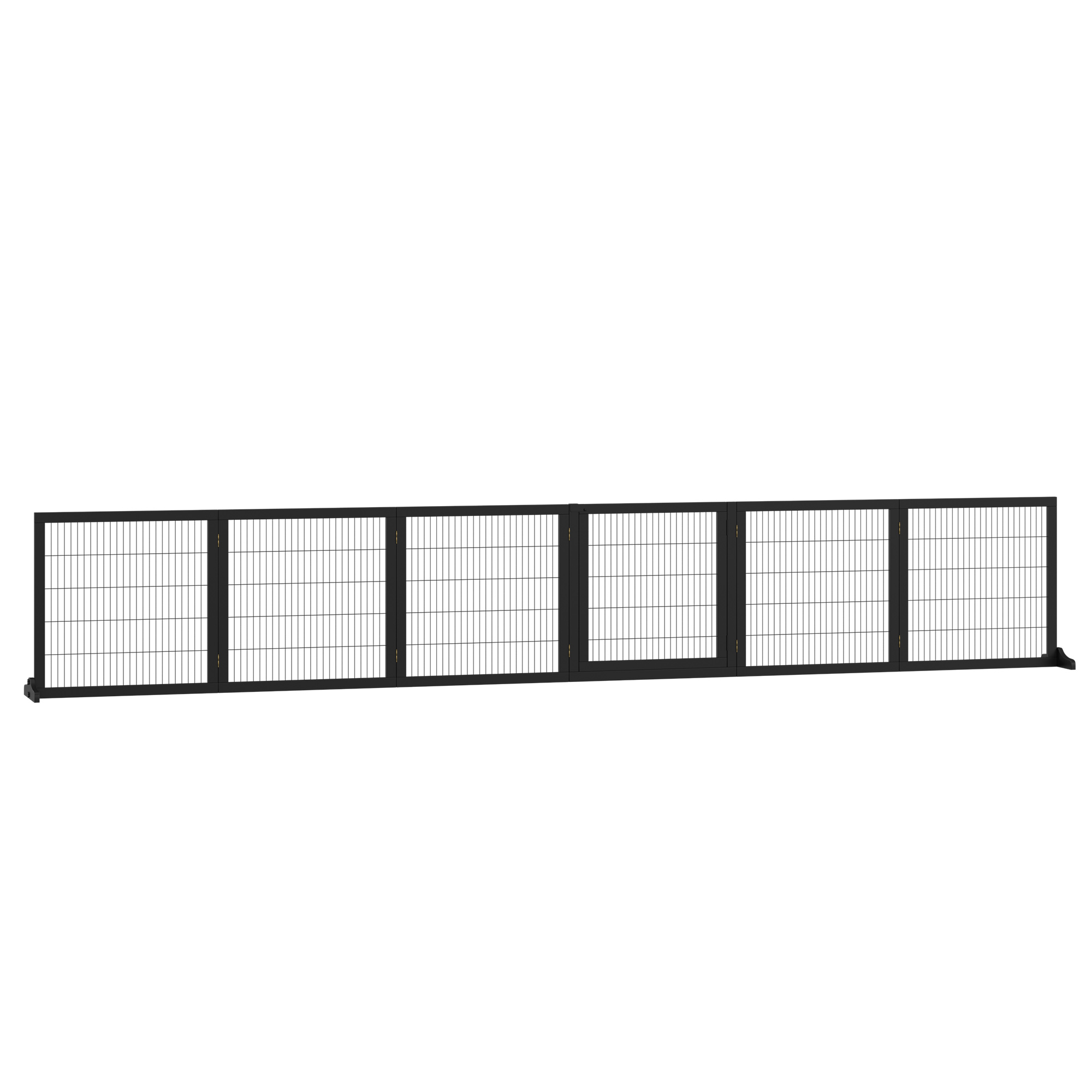 Barrière Pliable Pour Chien, 432 X 36 X 70 Cm, Bois De Pin, Noir