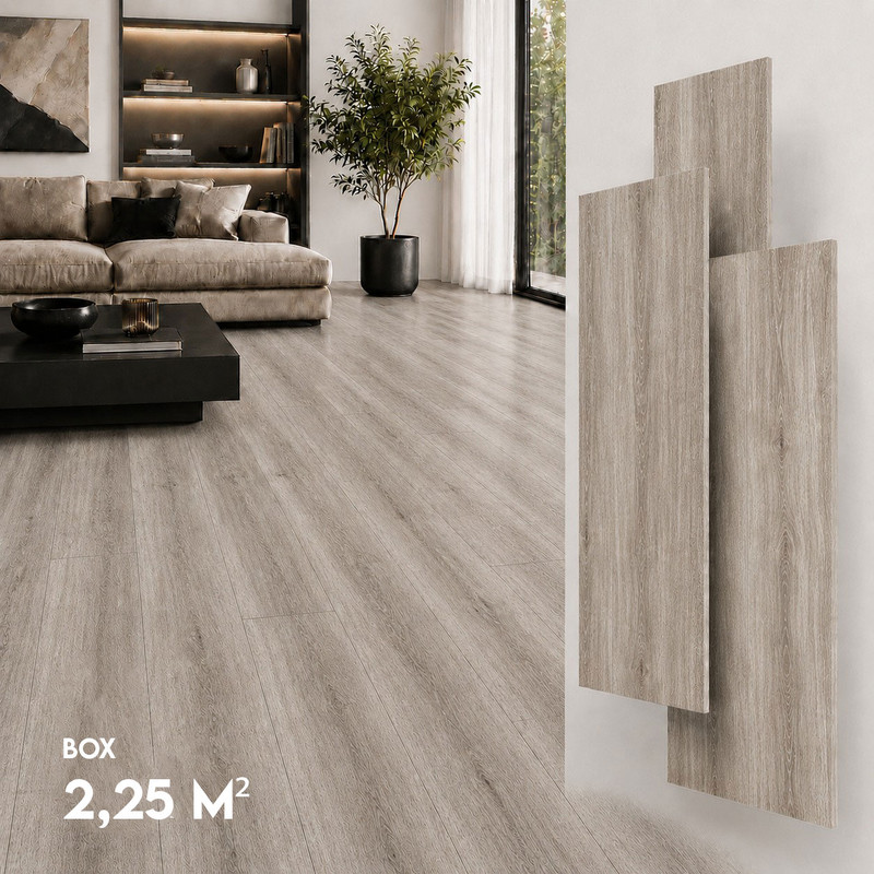 Spc Klick Hart Vinylboden, Wasserfest, Bodenbeläge, 4mm + 1mm Unterlage, Box 2,25 M² Antwerp Ash
