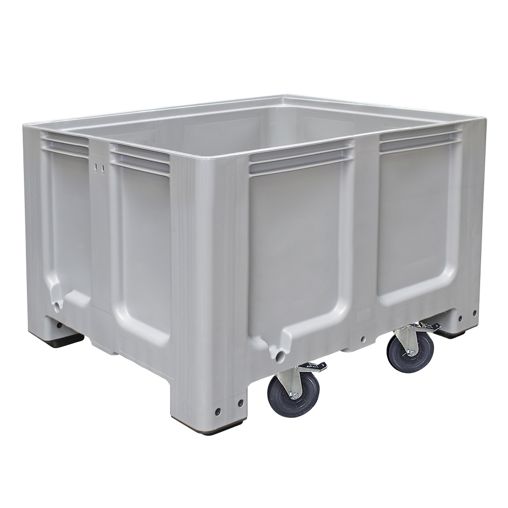 Brb Palettenbox, Industrieausführung, Grau, 610 Liter, Lxbxh 1200x1x835 Mm, 4 Füße Und 4 Lenkrollen, 2 Mit Feststellbremsen