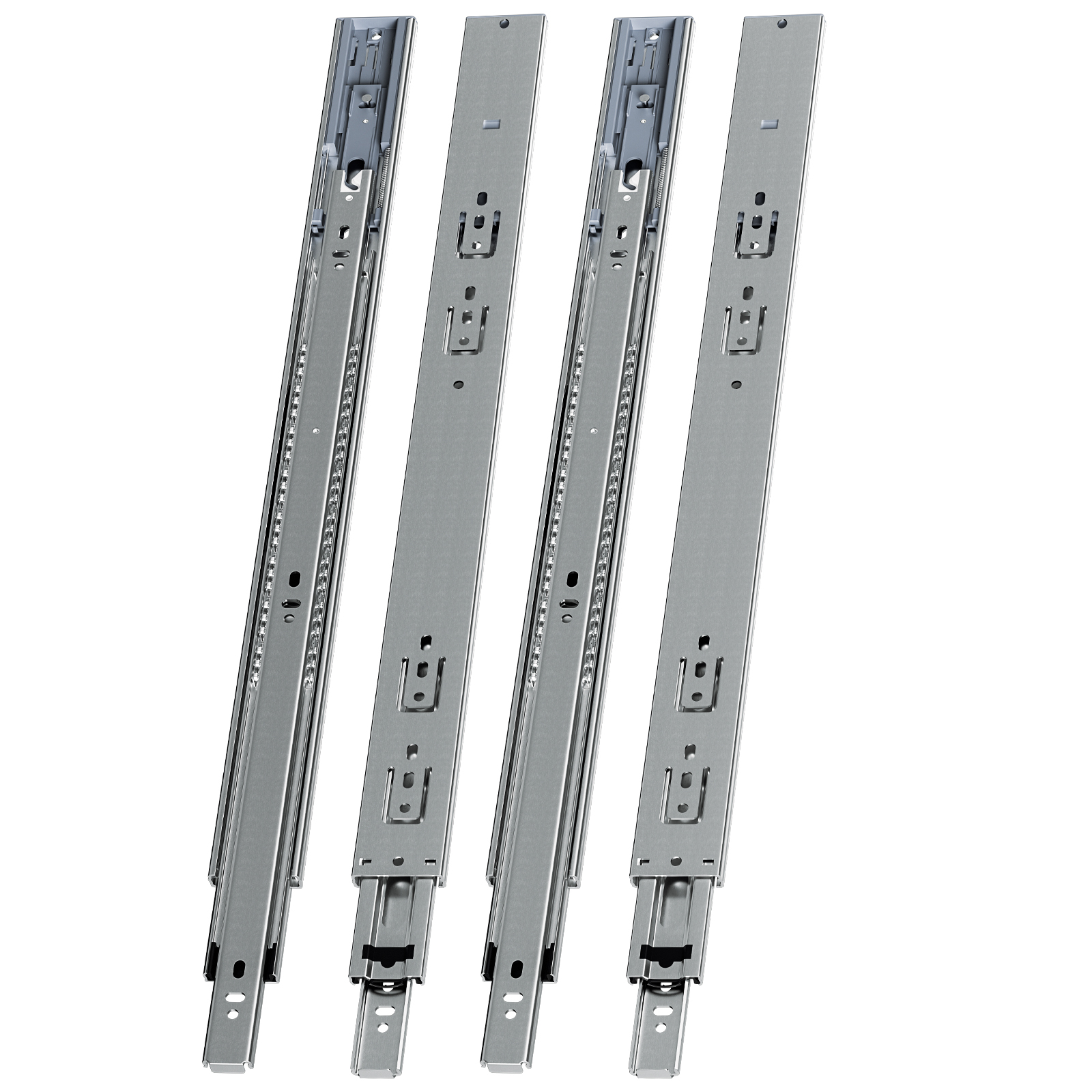 Randaco 2 Paar Schubladenschienen 550 Mm Vollauszug, 3-teilig, Softclose Mit Selbsteinzug, 45 Kg Tragkraft, Schubladenauszug Aus Stahl