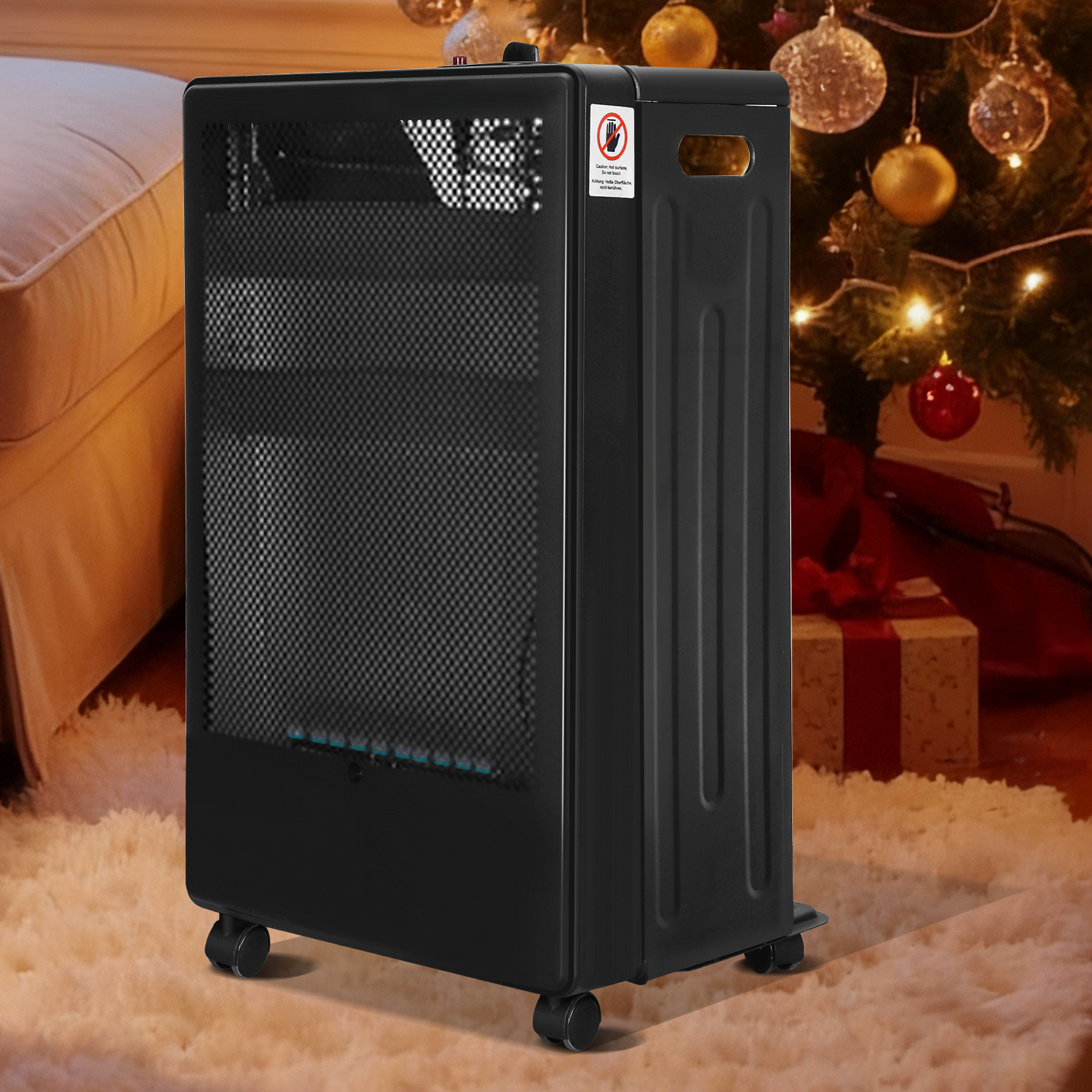 Randaco Mobile Gasheizung Blue Flame, 2200 W/3800 W, Druckregler & Schlauch, 5 Lenkrollen
