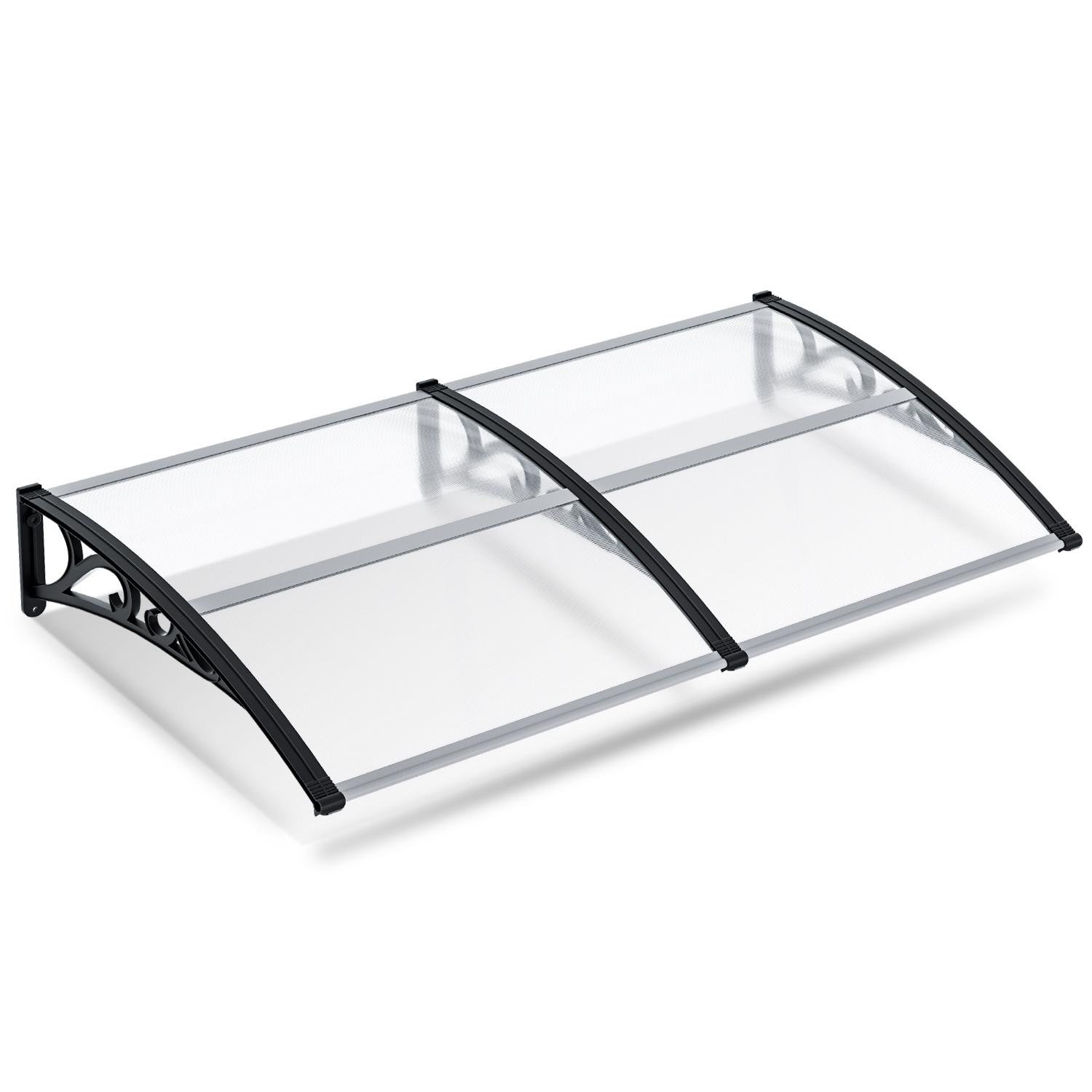 Randaco Haustürvordach 200 X 100 Cm, Pultbogen Aus Transparentem Polycarbonat, Abs-tragarme