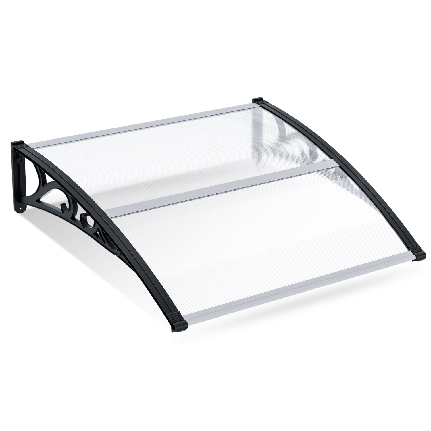 Randaco Haustürvordach 120 X 100 Cm, Pultbogen Aus Transparentem Polycarbonat, Abs-tragarme