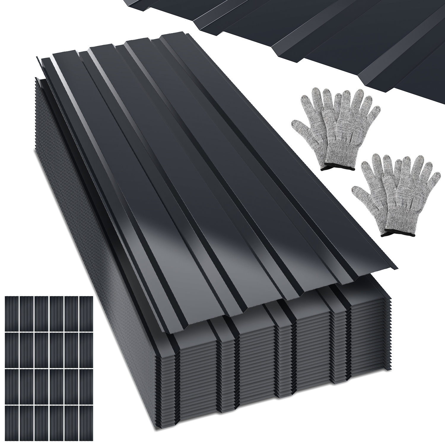 Randaco 24 Stück Profilblech Dachblech 115 X 45 Cm, 0,25 Mm, Anthrazit, Für Gartenhaus Und Carport