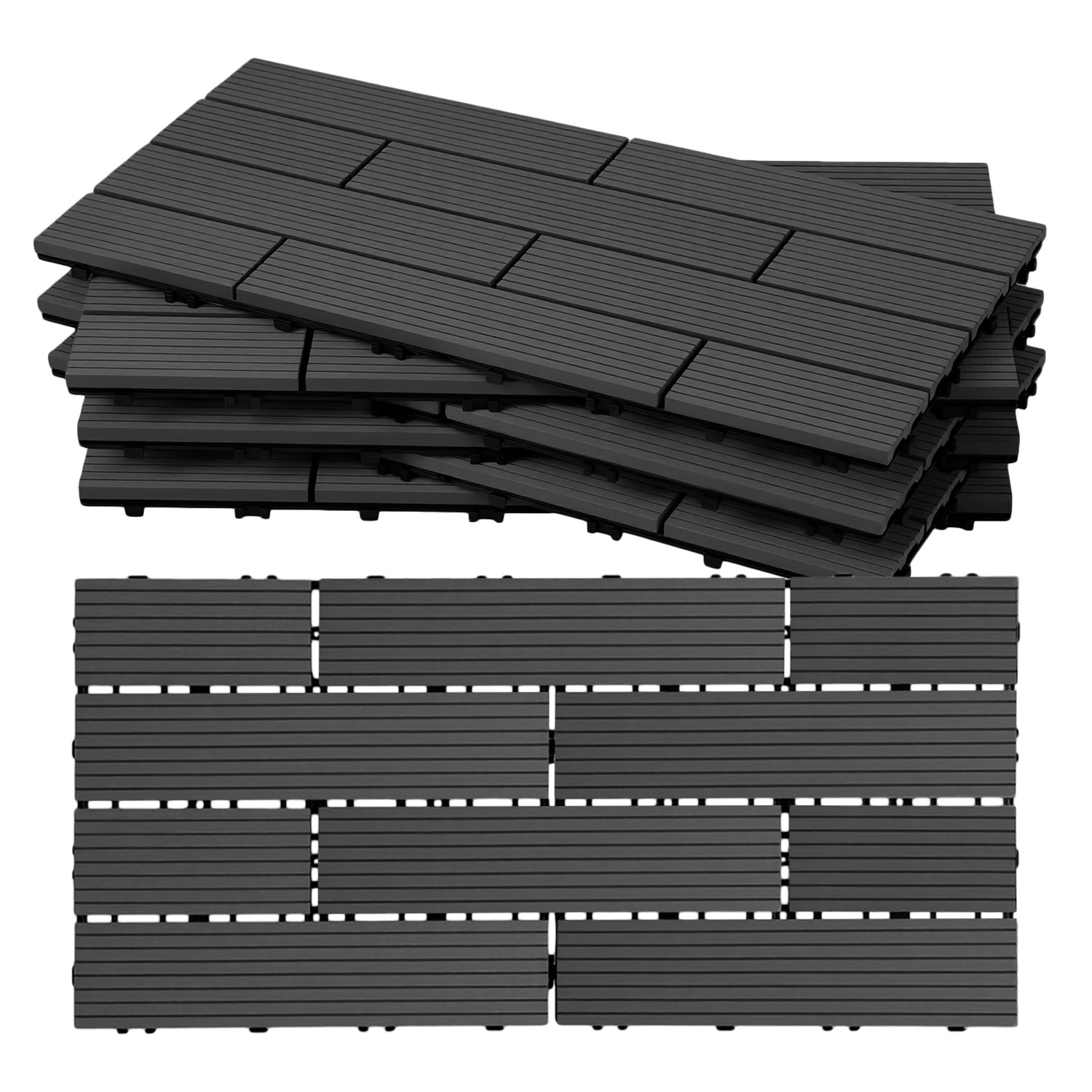 Randaco Wpc Terrassenfliesen 30x60 Cm Anthrazit 30 Stück 5 M² Klickfliesen Garten Balkon