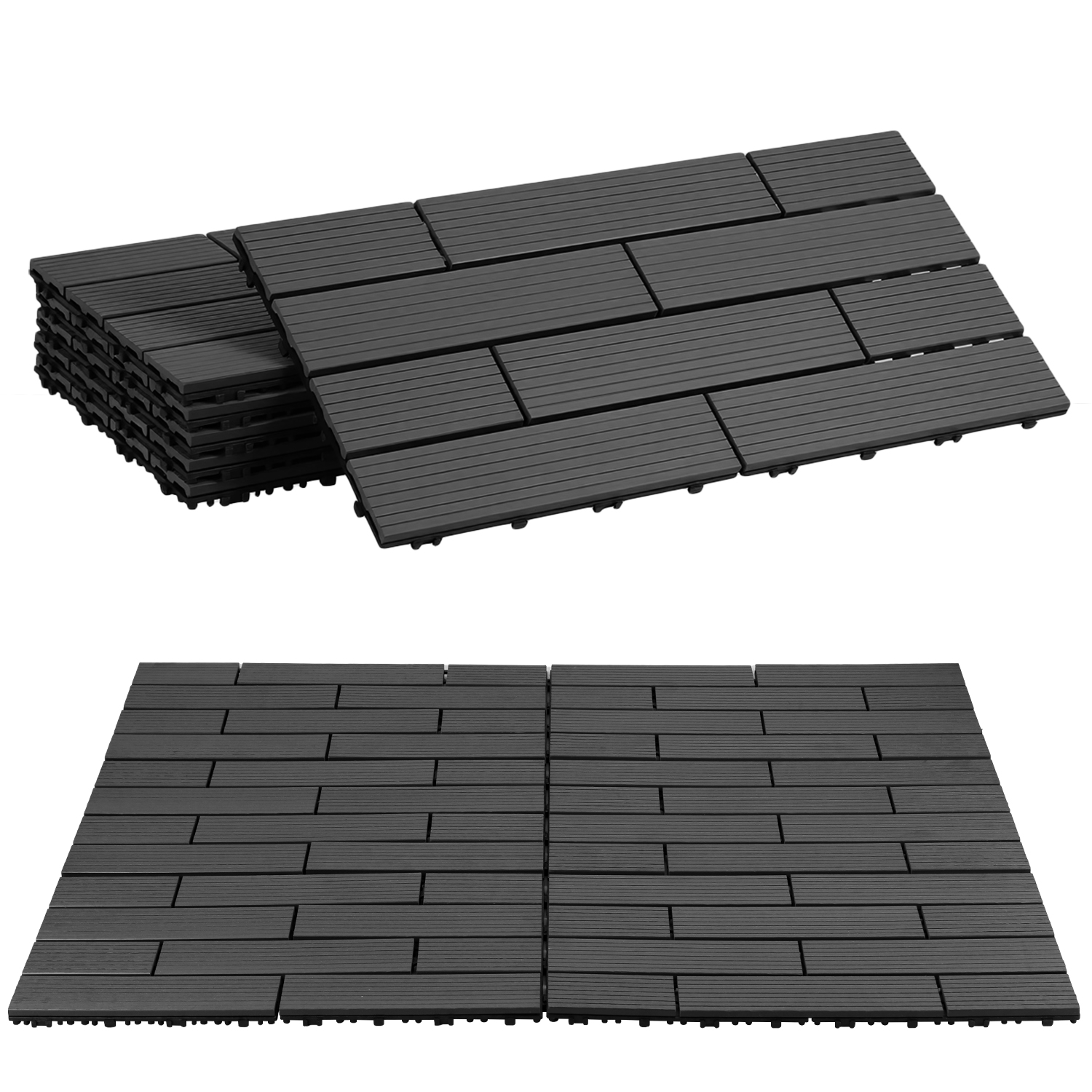 Randaco Wpc Terrassenfliesen 30x60 Cm Anthrazit 60 Stück 10 M² Klickfliesen Garten Balkon