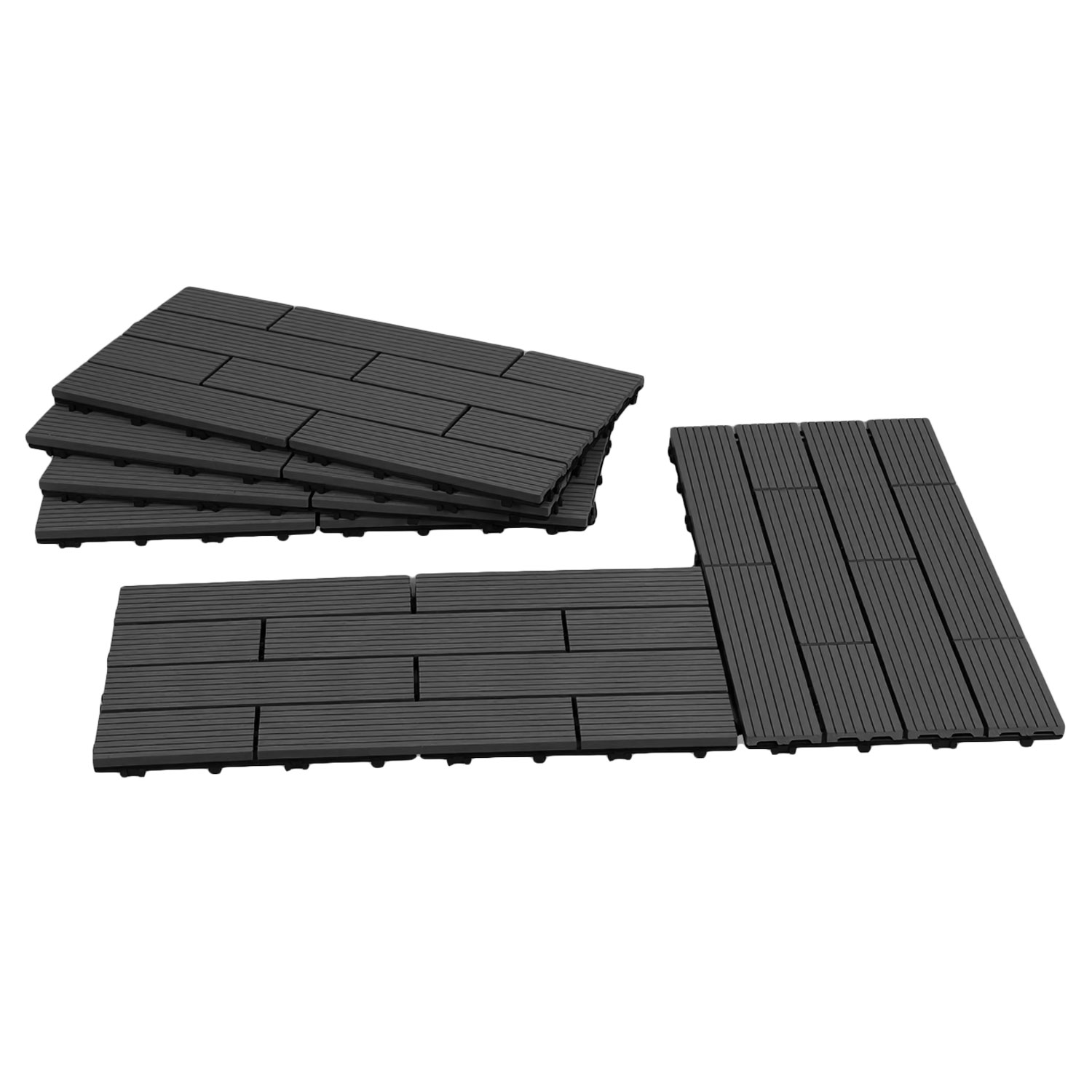 Randaco Wpc Terrassenfliesen 30x60 Cm Anthrazit 6 Stück 1 M² Klickfliesen Garten Balkon