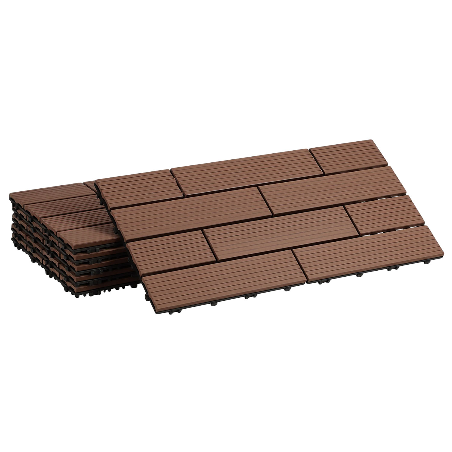 Randaco Wpc Terrassenfliesen 30x60 Cm Rotbraun 12 Stück 2 M² Klickfliesen Garten Balkon
