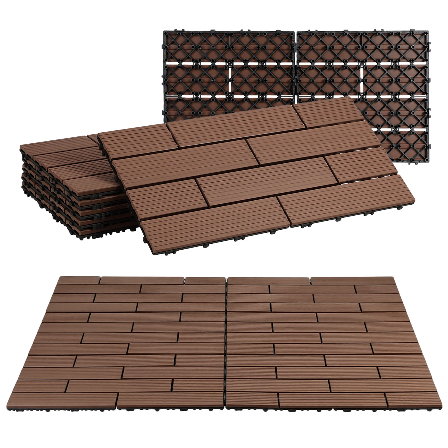 Randaco Wpc Terrassenfliesen 30x60 Cm Rotbraun 42 Stück 7 M² Klickfliesen Garten Balkon