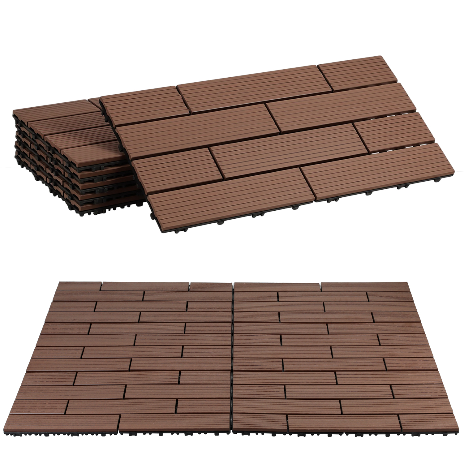 Randaco Wpc Terrassenfliesen 30x60 Cm Rotbraun 54 Stück 9 M² Klickfliesen Garten Balkon