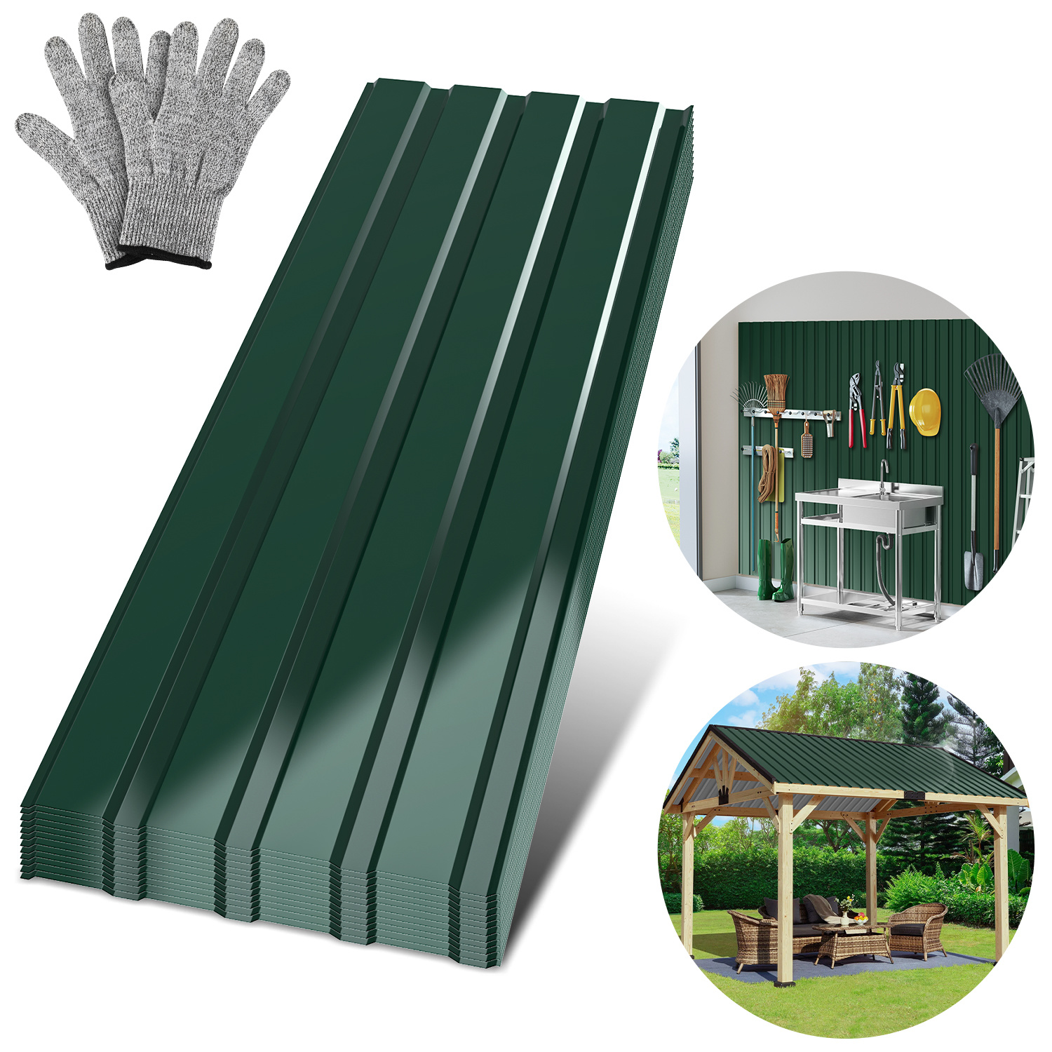 Randaco 24x Wellblech Profilplatten 115 X 45 Cm, Bis 12 M², Grün, Für Gartenhaus, Lager Und Geflügelstall