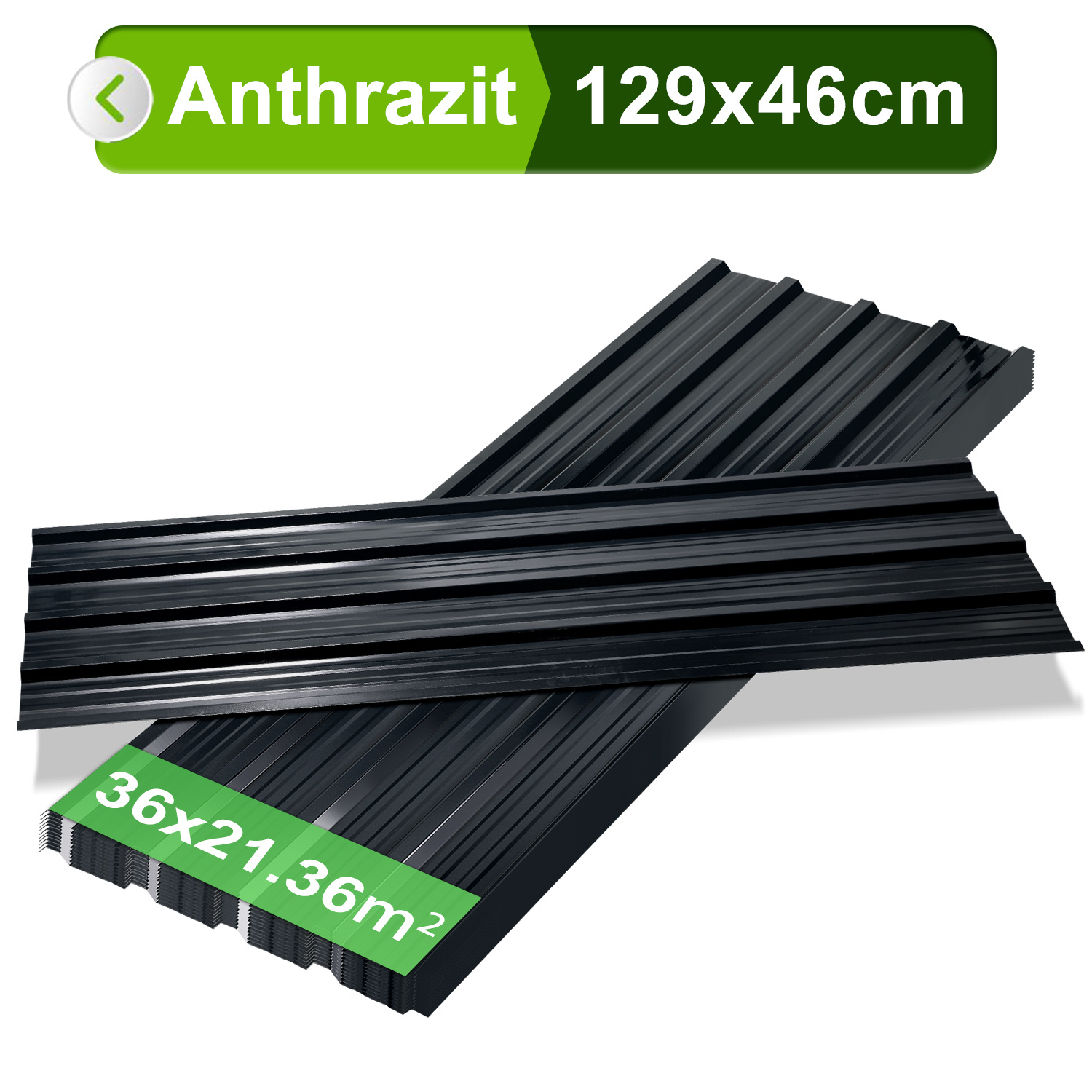 Randaco Trapezblech Set 24-teilig, 129 X 46 Cm, Profilblech, Anthrazit, Inkl. Schnittschutzhandschuhe