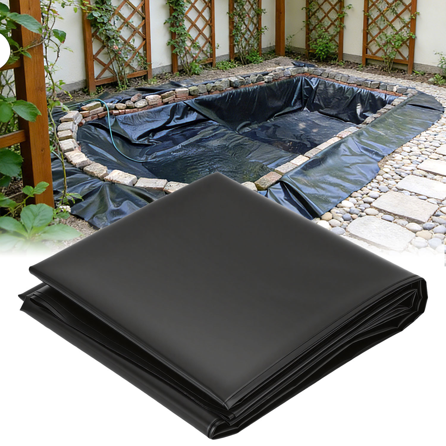 Randaco Teichfolie Hdpe Schwarz 0,2 Mm 2 X 2 M Für Gartenteich Und Bachlauf