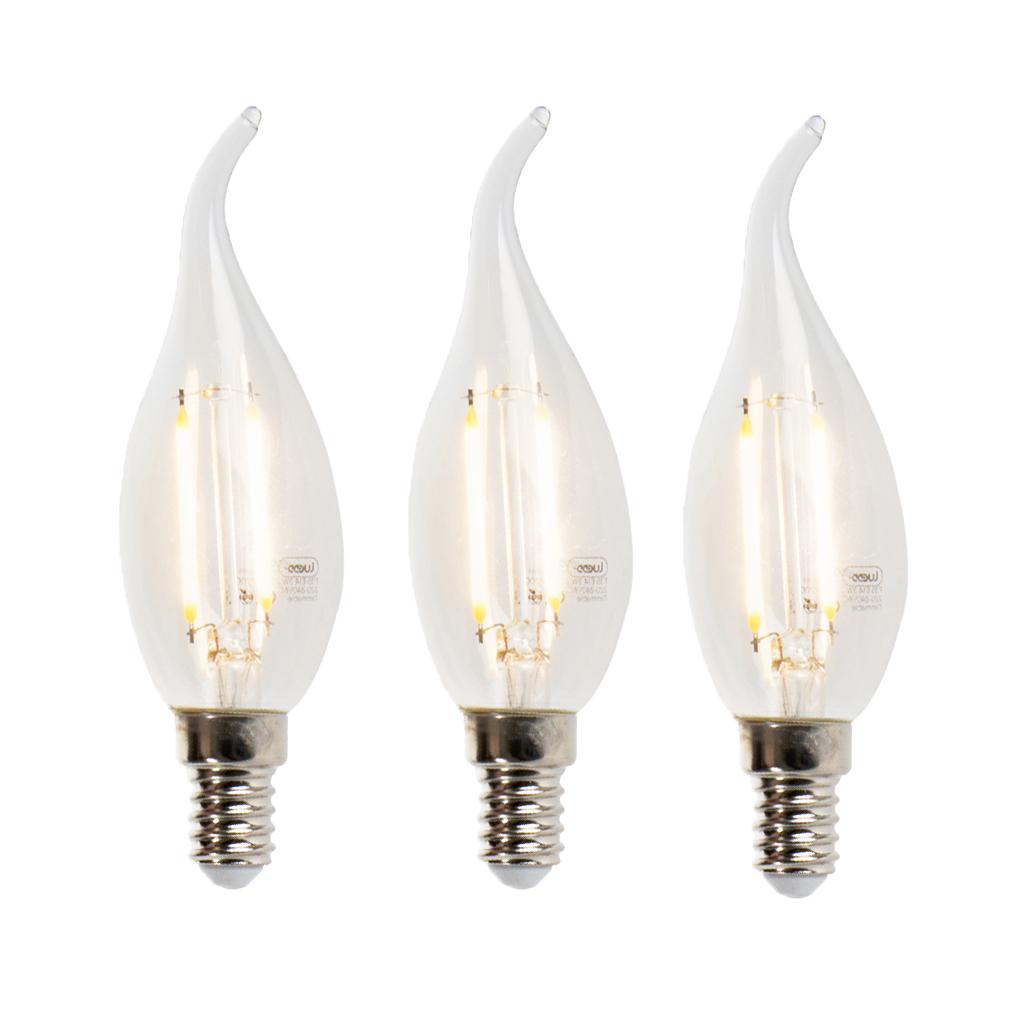 Qazqa 3er-set Led-filament-kerzenlampe E14 3w 2700k 250lm F35